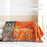 Vista 4 de Boho Throw Blanket for Bed 100% Cotton Soft Lightweight Quilt Floral Embroidery Home Decor Breathable Bed Blankets,60"x80" Twin All Season