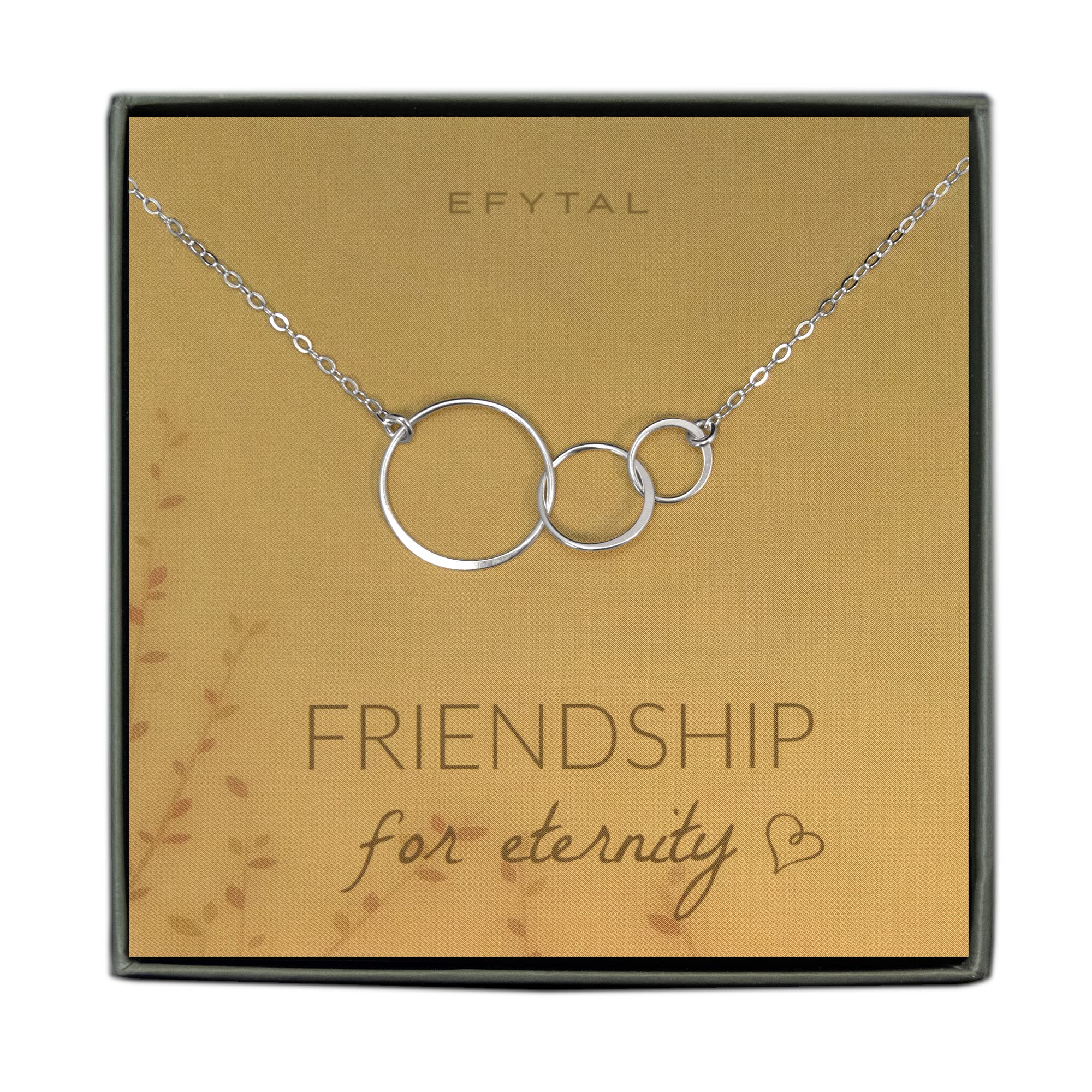 EFYTAL Friend Gifts for Women, 925 Sterling Silver 3 Circle Friendship Necklace