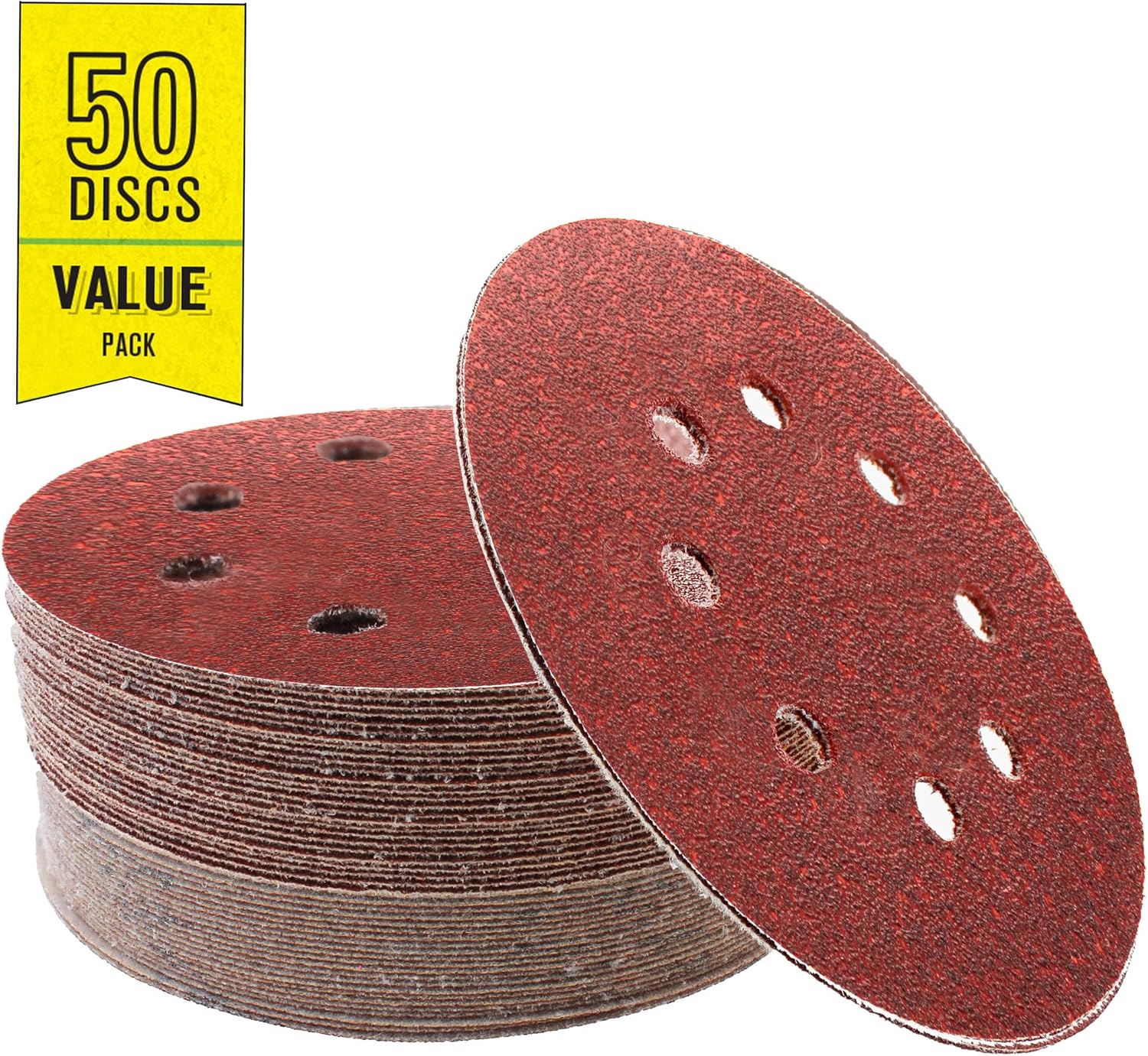 Top Rated Gator 4344 5 Random Orbit Hook & Loop Red Resin Aluminum Oxide Sanding Discs, 80 Grit