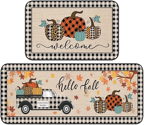 Miniatura 1 de 2 alfombras de cocina de calabaza de otoño, tapetes de cocina de Acción de Gracias, alfombra de cocina de calabaza, alfombra de cocina de otoño,