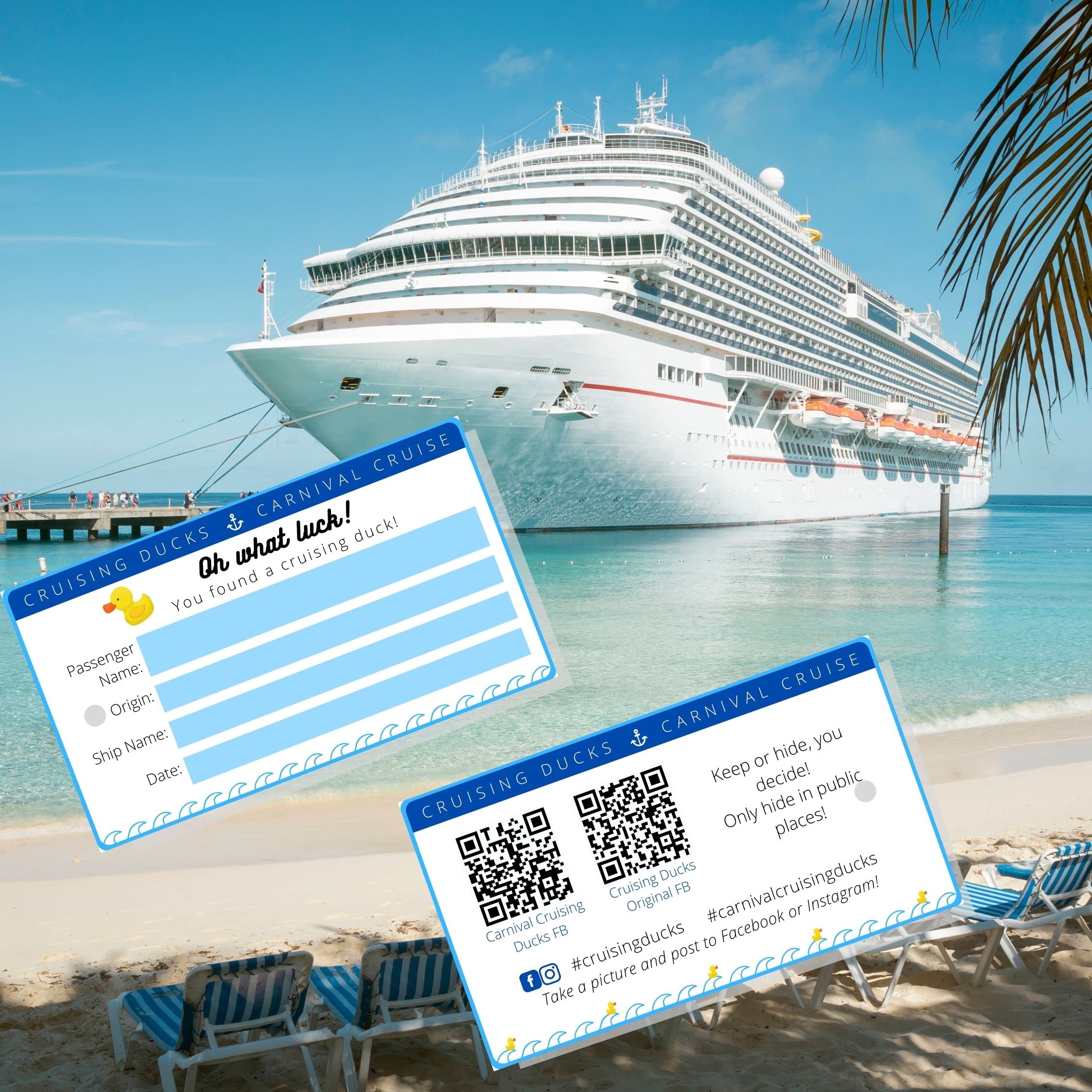 Amazon.com : Cruising Ducks Tag with Hole | 30 Pack | Double Sided with  Facebook QR Codes | Tags 2 x 3.5" inches Business Card Size |  #CruisingDucks Oh What Luck! : Office Products
