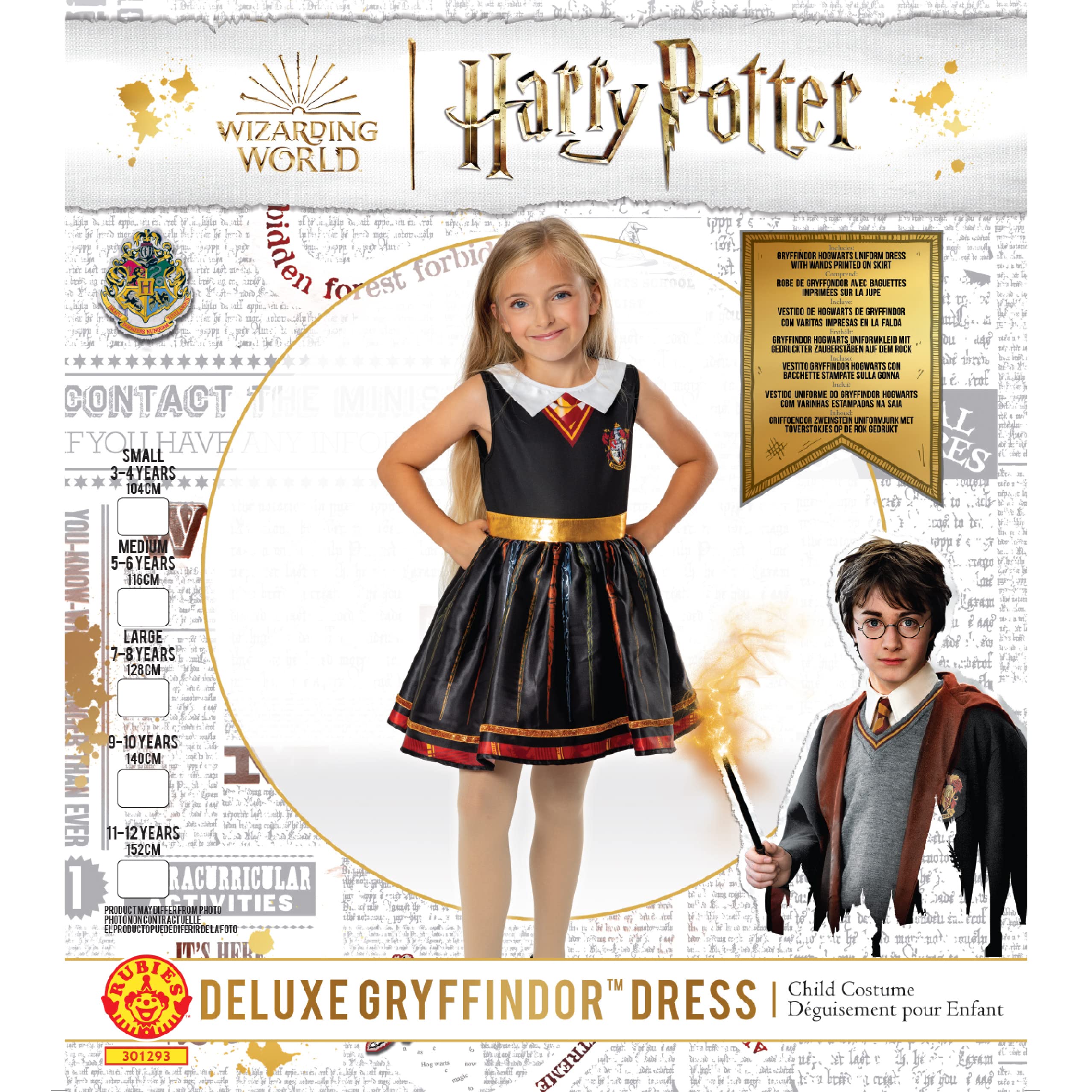 Rubies Costume Vestito Gryffindor per bambina e bambini, Vestito da Hermione, 5-6 anni, Ufficiale Harry Potter per Carnevale, Halloween, Natale, Cosplay, Feste