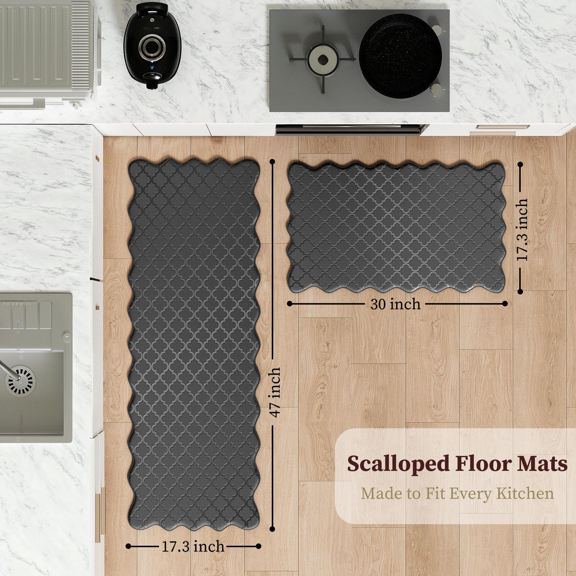 Arenarug Scalloped Kitchen Mats - 2-Piece Set -7