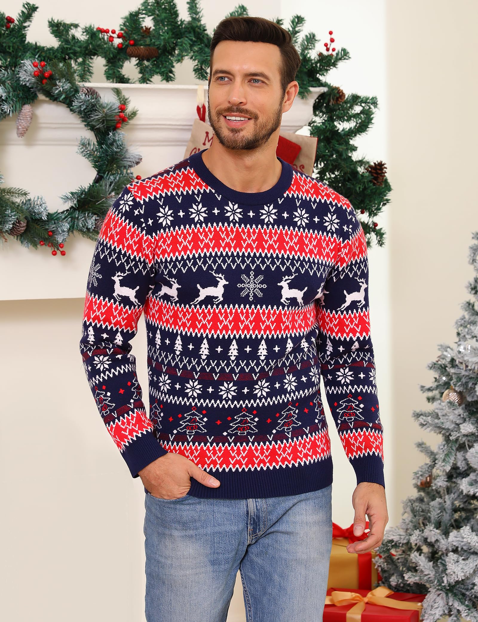 iClosam Maglione Natalizio Unisex Donna Uomo Invernale Stampare Cotone Ugly Sweater Pullover Maglieria Maglia Felpa Maglioni Sweatshirt Christmas Jumper