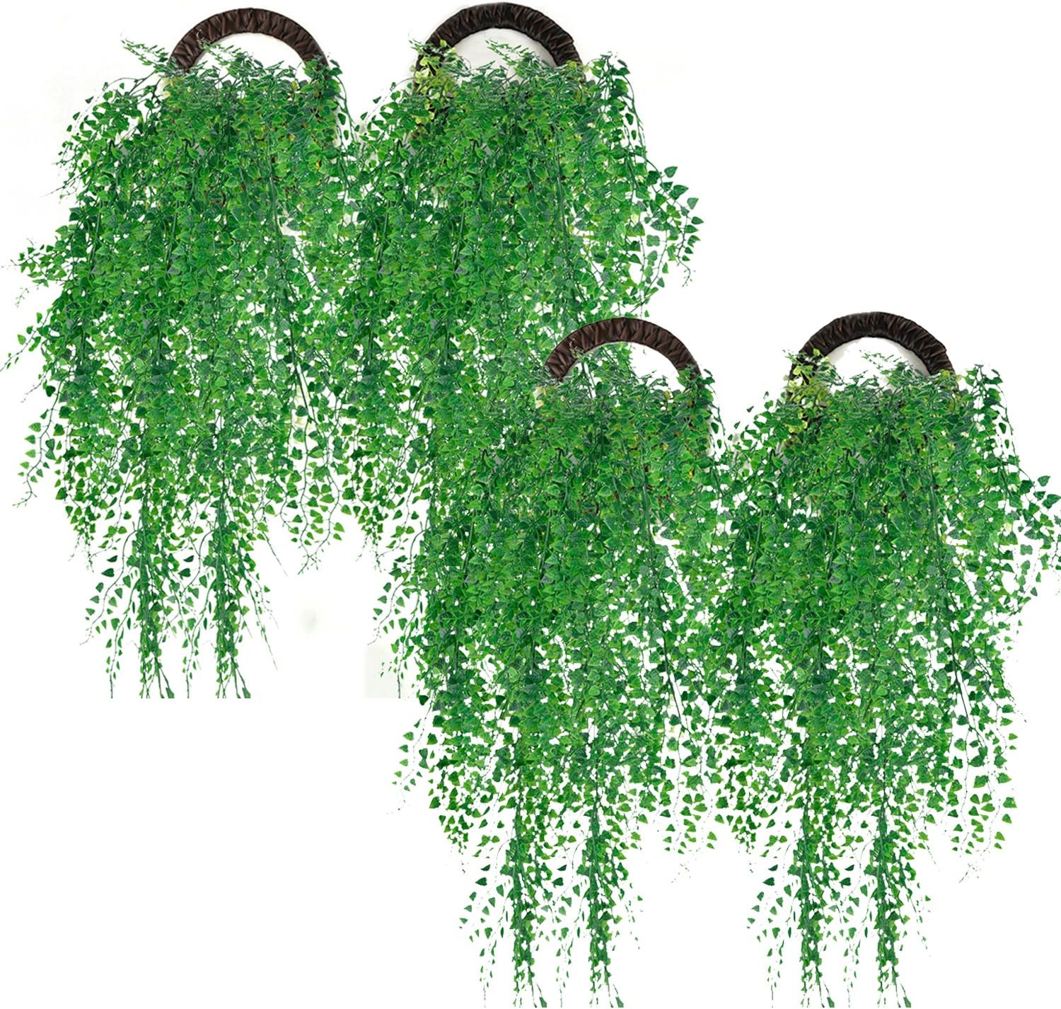 Outgeek Artificial Hanging Plants, Artificial Green Ivy