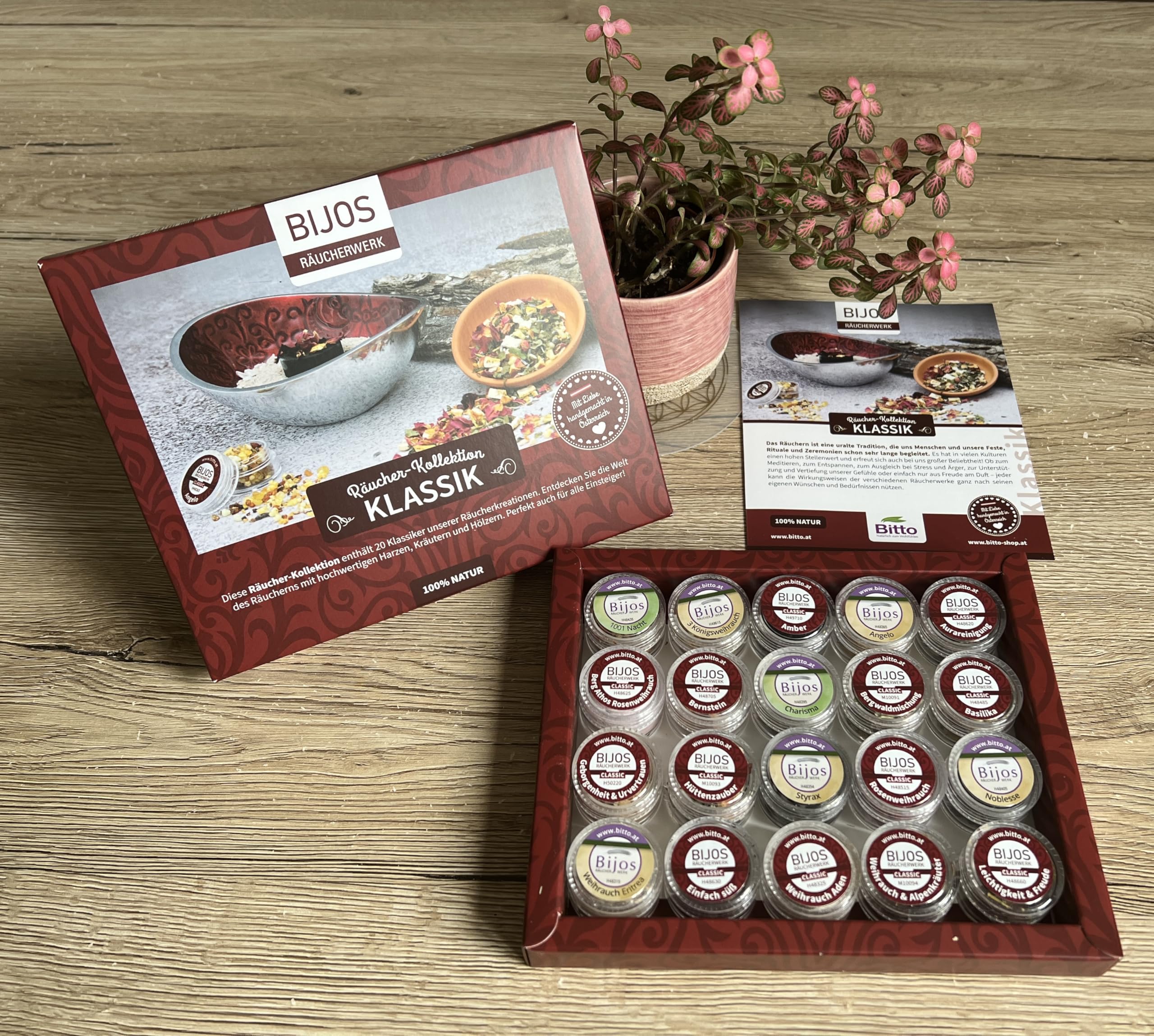 Bijos Räucherharze Sortimentsbox mit 20 ausgewählten Räucherharzen