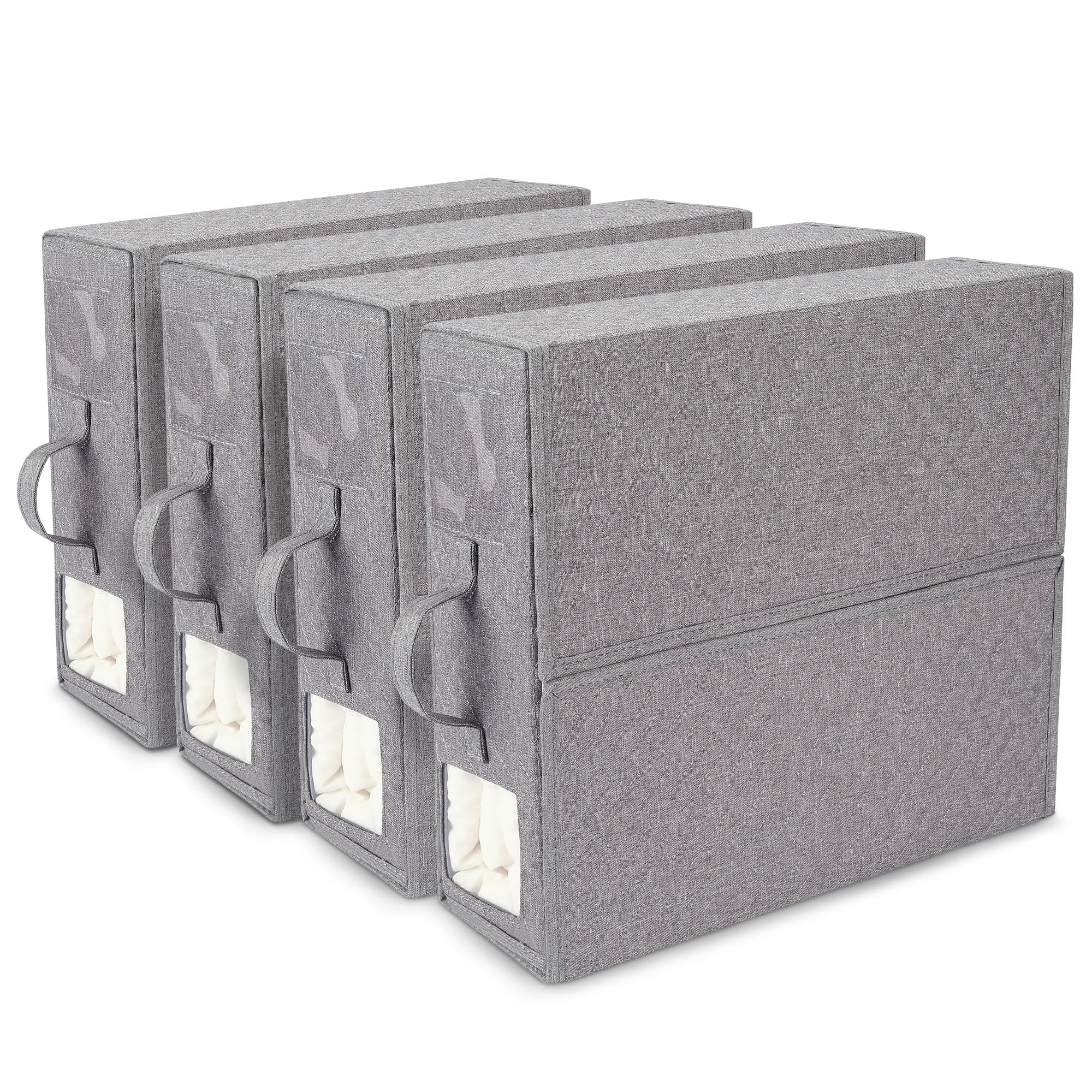 Bed Sheet Organizer 4pack Sheet Set Organizer Grey Bed Sheet Organizers and Storage,Linen Closet Organizer for Bedding Sheets,Duvet Covers,Clothes,Blankets and Pillow Cases