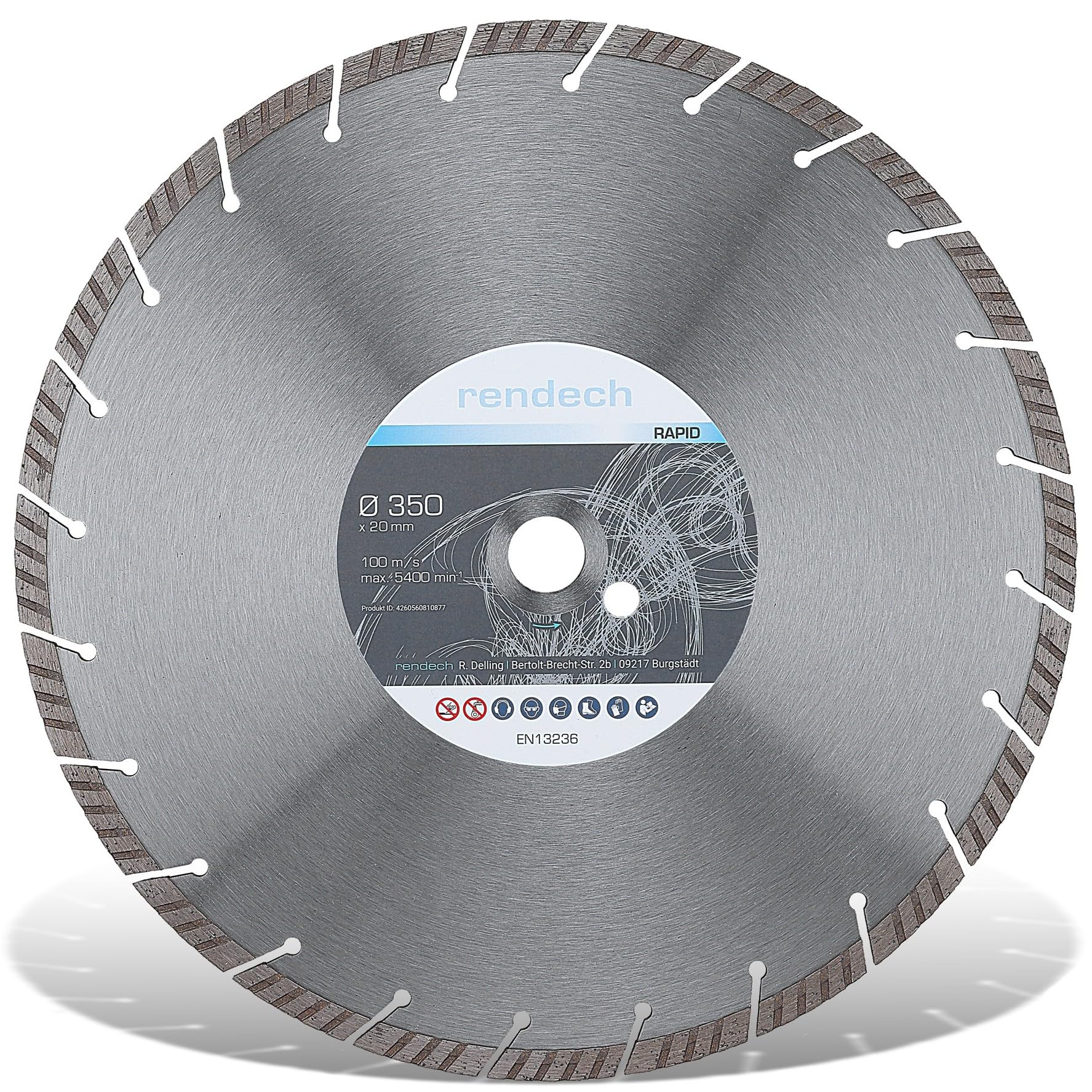 Turbo Diamanttrennscheibe 125 230 für Beton, Granit, Stein uvm. Diamantscheibe 230 125