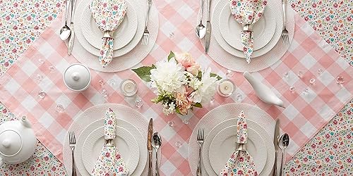 Miniatura 6 de DII Buffalo Check Collection, mantel clásico de granja, cubremantel, 40 x 40 pulgadas, rosa y blanco