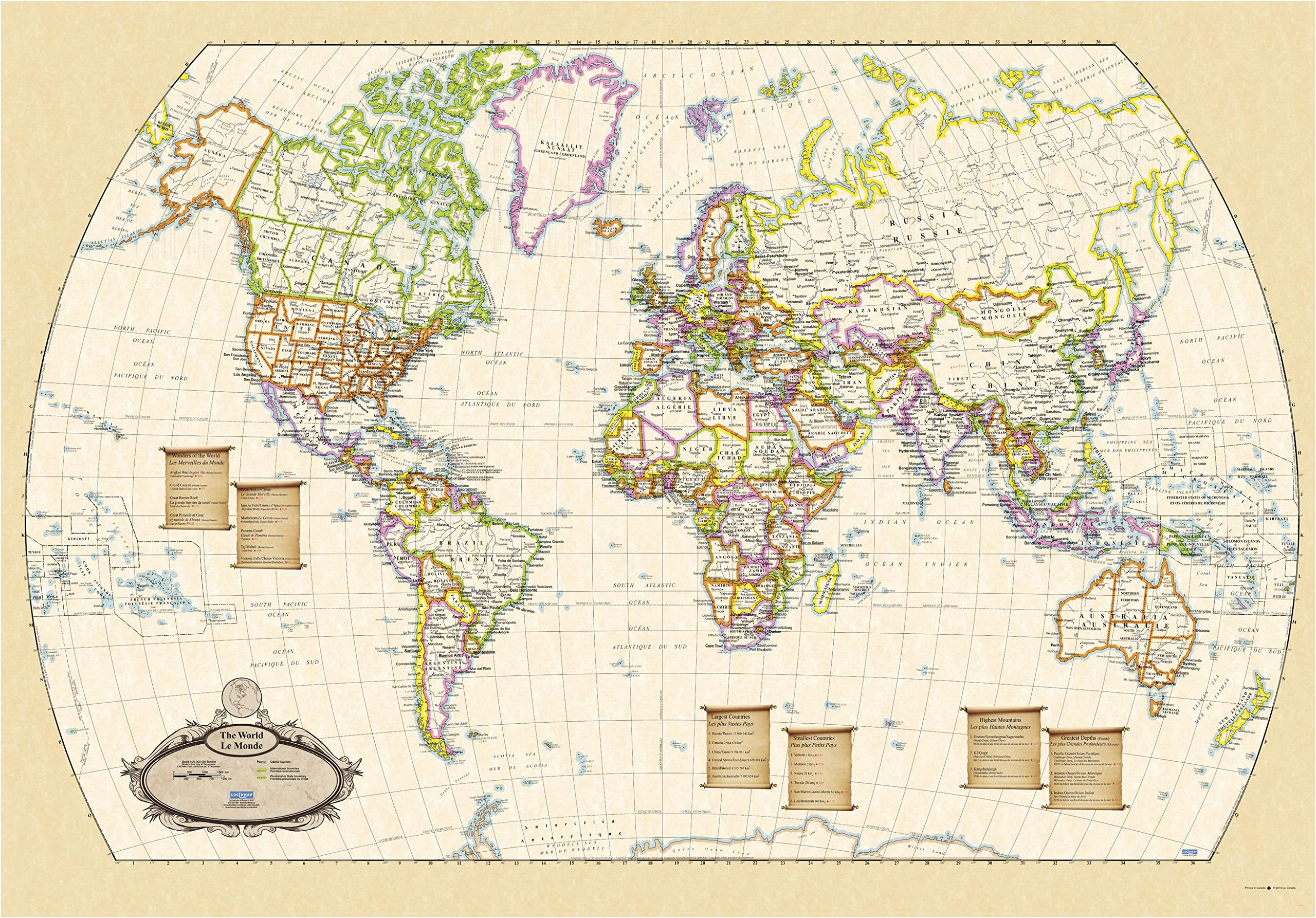 Amazon.co.jp: Lucidmap アンティーク 世界地図 - 英語とフランス - L