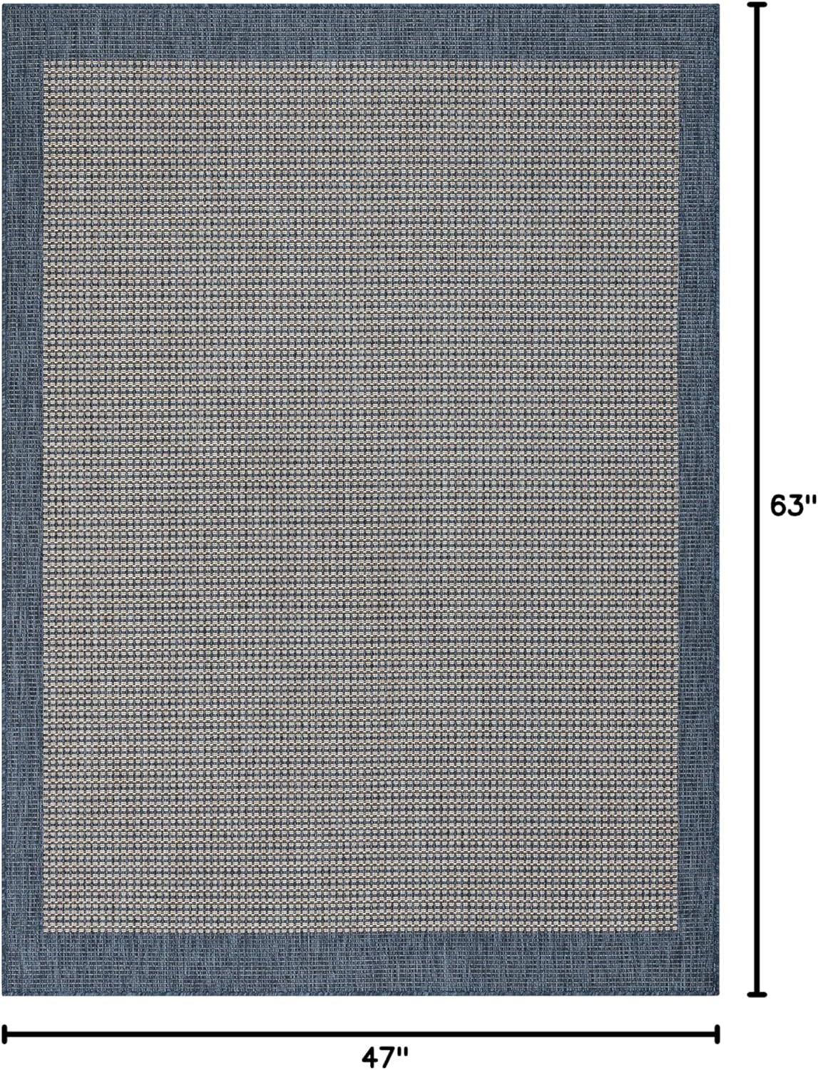 Well Woven Woden Blue Indoor/Outdoor Flat Weave Pile Solid Color Border Pattern Area Rug 3x5 (3'11" x 5'3")