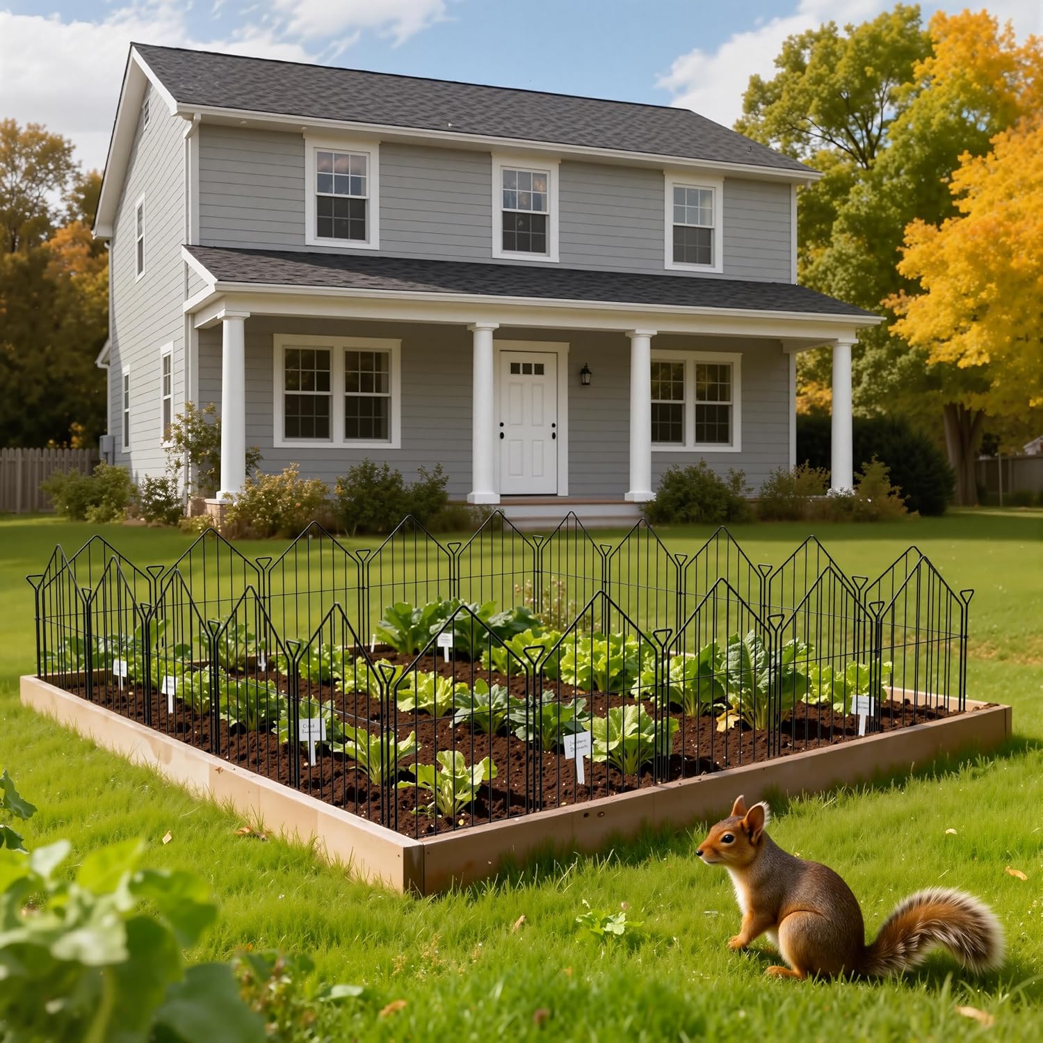 Decorative Garden Fence 17in x30ft, 30 Panels Rustproof Metal No Dig Fence Animal Barrier, Roof Shaped Flower Bed Edging Ornamental Wire Border Panel Fencing for Yard Patio Outdoor Decor