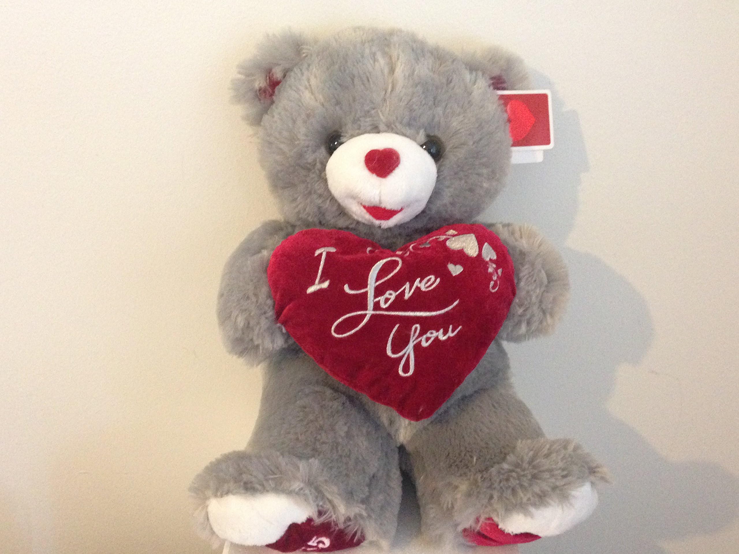 Sweetheart Teddy Bear 18" Grey With I Love You HeartGreat Gift for Mother's Day Anniversary or Your Sweetheart