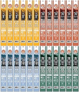PEARSON RANCH SINCE 1959 Meat Sticks Variety - Elk, Buffalo, Venison, Wild Boar - Exotic Jerky Sticks, No Added Nitrites, High-Protein, Paleo & Keto Friendly Meat Snacks, 1oz sticks, Pack of 24