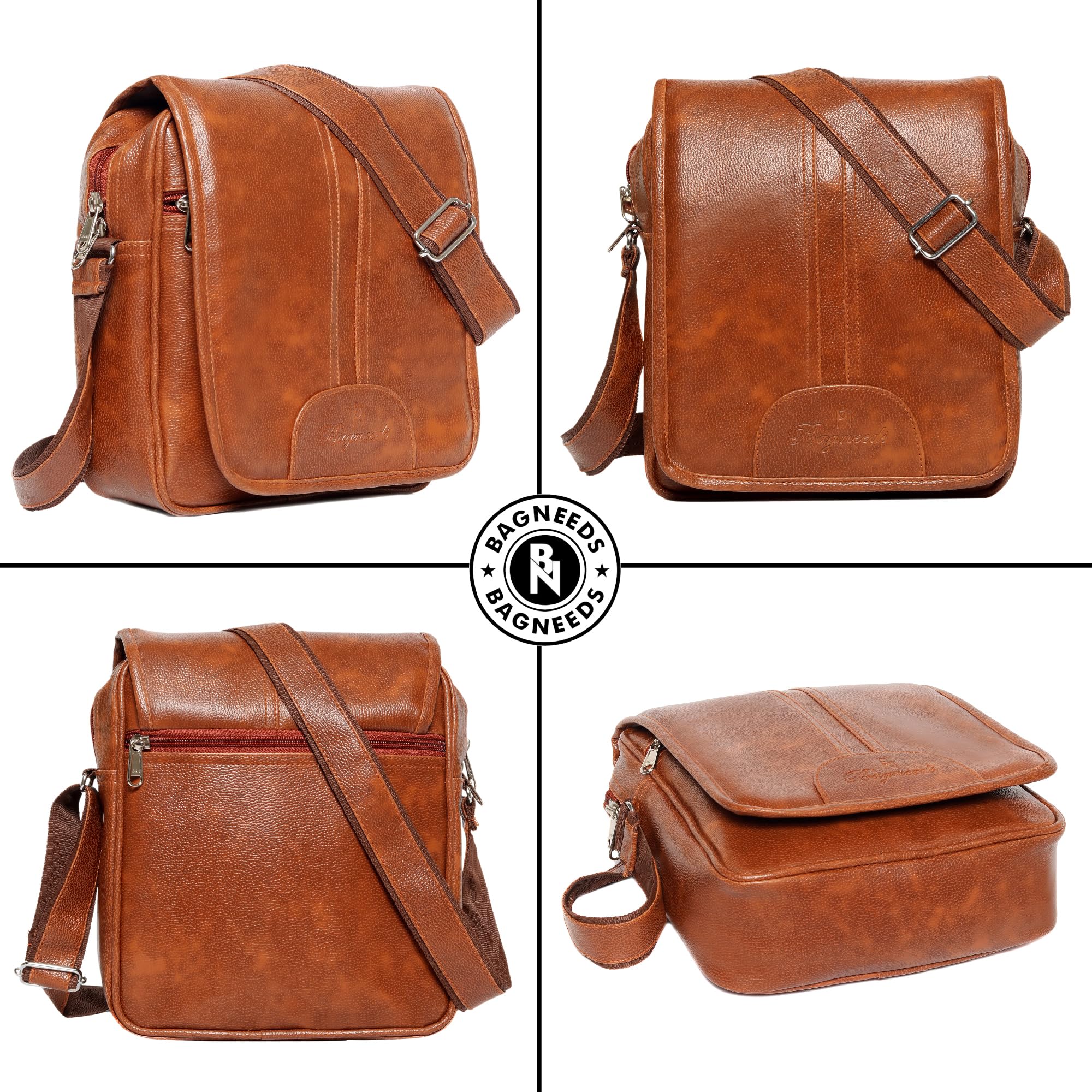 Bagneeds Messenger Bag for Office College & Travel | Premium Crossbody Sling Bag | Multi-Compartment Shoulder Bag for Mobile Tablet Books & Daily Essentials | Stylish Casual Side Bag Tan 3