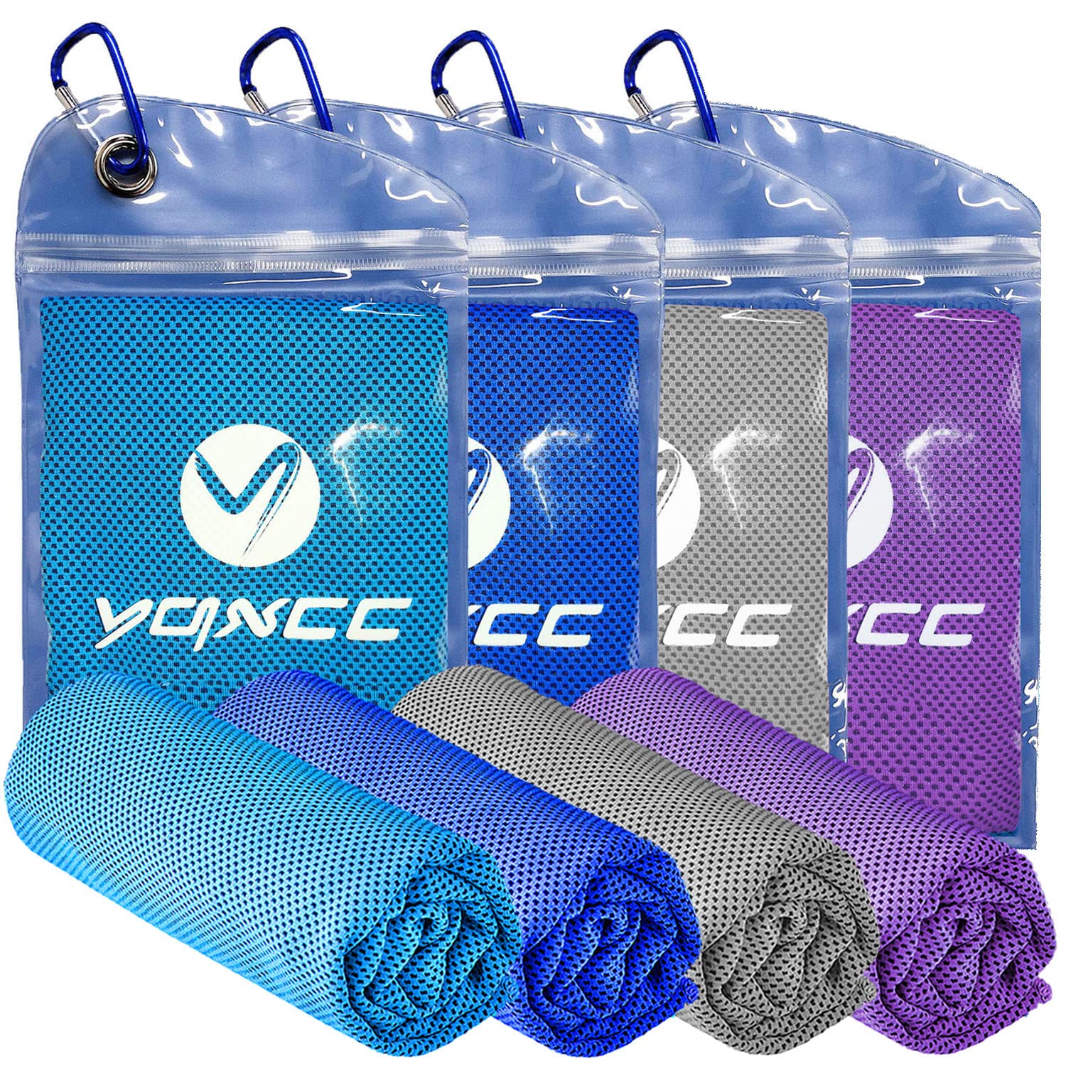 YQXCC Cooling Towel 4 Packs (47"x12") Microfiber Towel Yoga Towel for Men or Women Ice Cold Towels for Yoga Gym Travel Camping Golf Football & Outdoor Sports (Light Blue/Purple/Dark Blue/Light Gray)-image-12