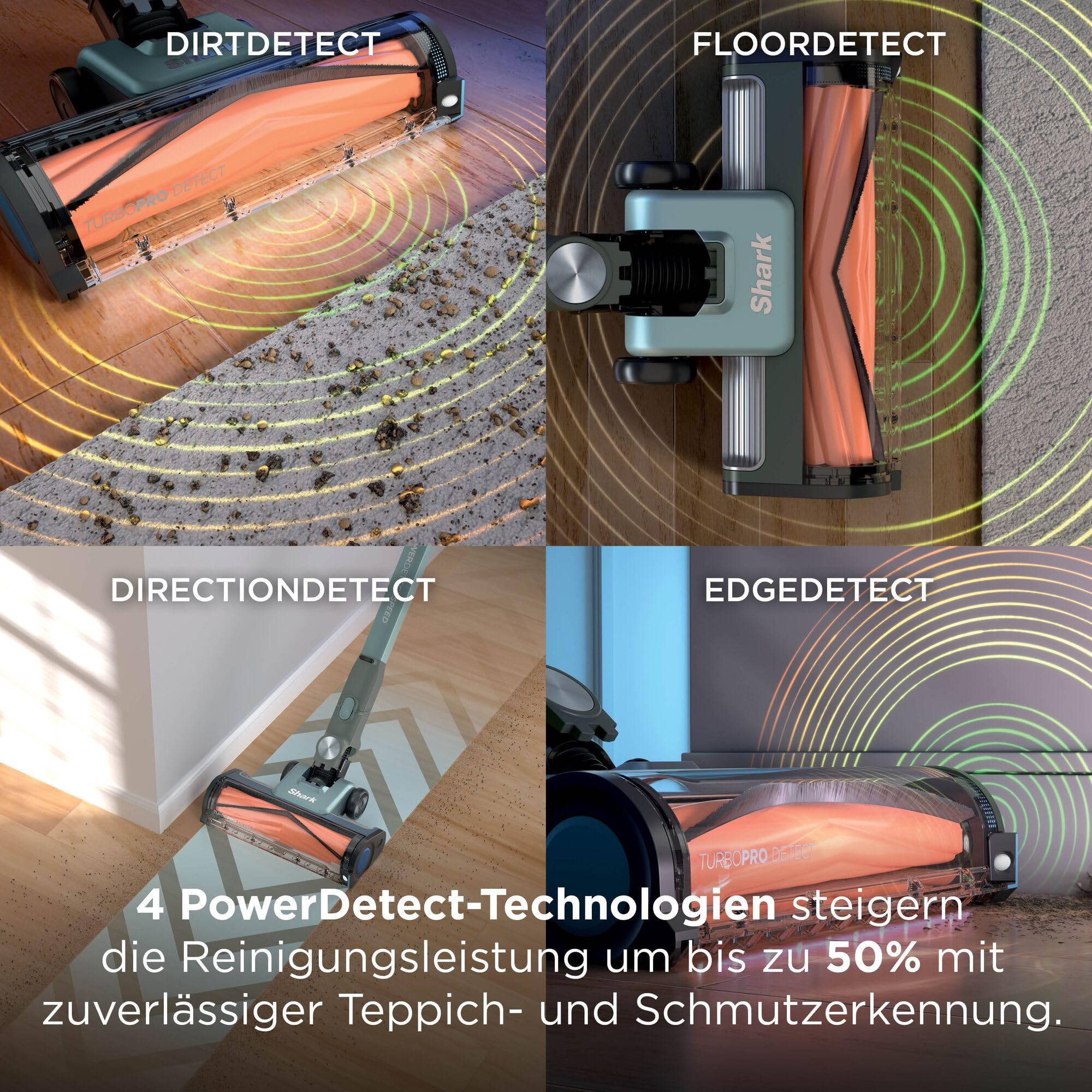 Shark Detect Speed Clean & Empty Pet Pro Akku-Staubsauger, Reverse Clean, bis zu 60 Minuten Laufzeit, inklusive selbstentleerender Ladestation und Tierhaaraufsatz, Salbeigrau IA3243EUT
