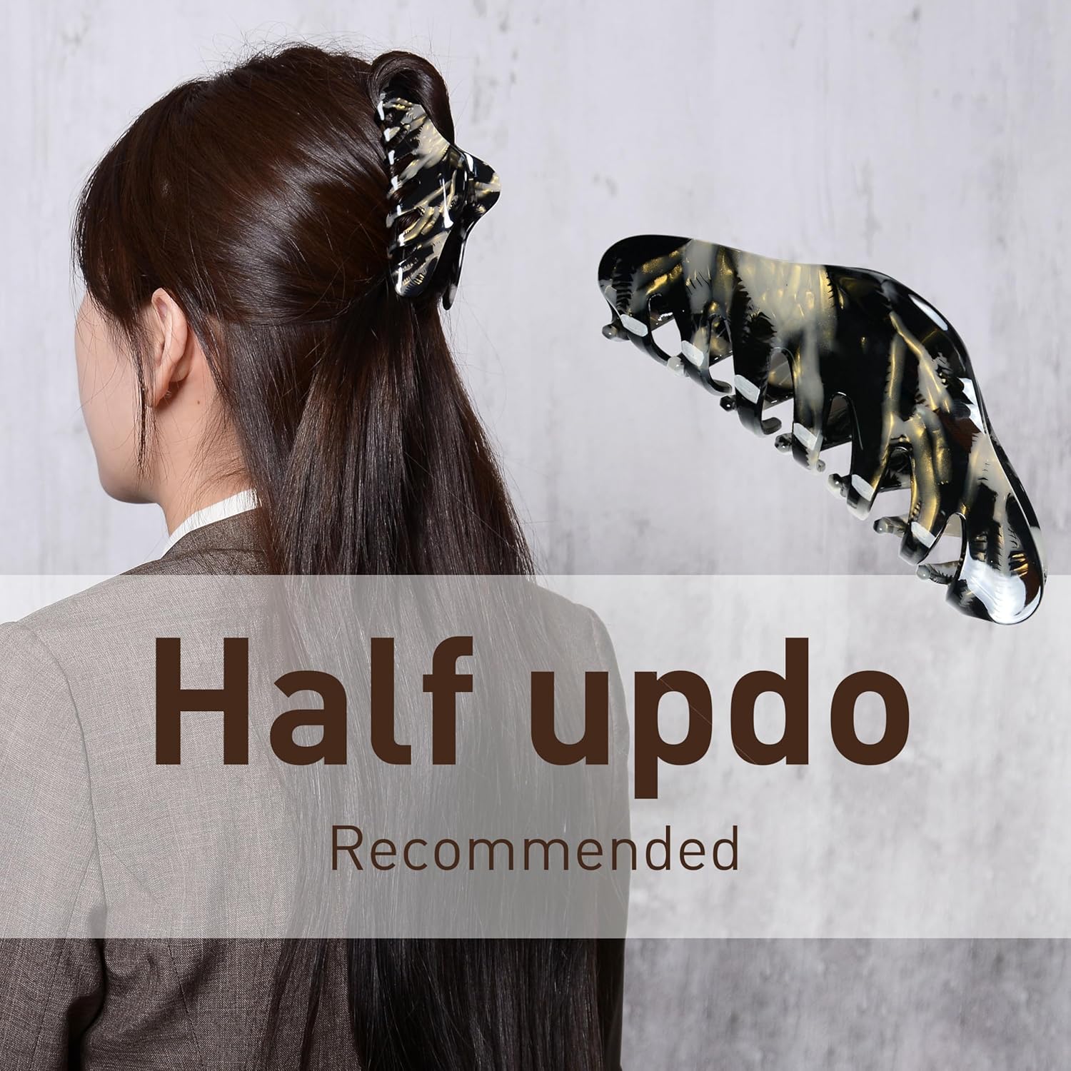 Emma Lily Cellulose Acetate French Hair Claw for Thin Hair, Gifts for Women, Black Tortoise Shell Curve Design—Ideal for Parties, Polished & Professional Look - Image 2