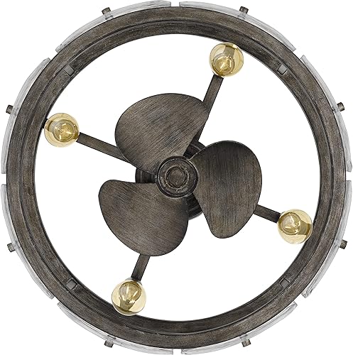 Miniatura 6 de Quoizel Fortress - Ventilador de techo LED plateado moteado con clasificación húmeda