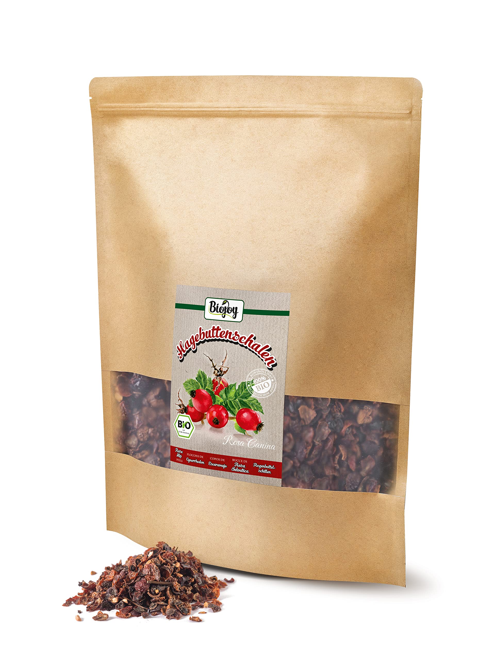 Biojoy Bucce di rosa canina BIO, essiccate, tagliate, tisana, 2 kg | Tisana di rosa canina, tisana sfusa, Rosa canina L.