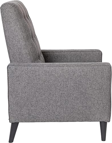 Miniatura 6 de Flash Furniture Ezra Ezra - Sillón reclinable pushback, tapicería moderna de tela gris de mediados de siglo, parte trasera con botones, uso