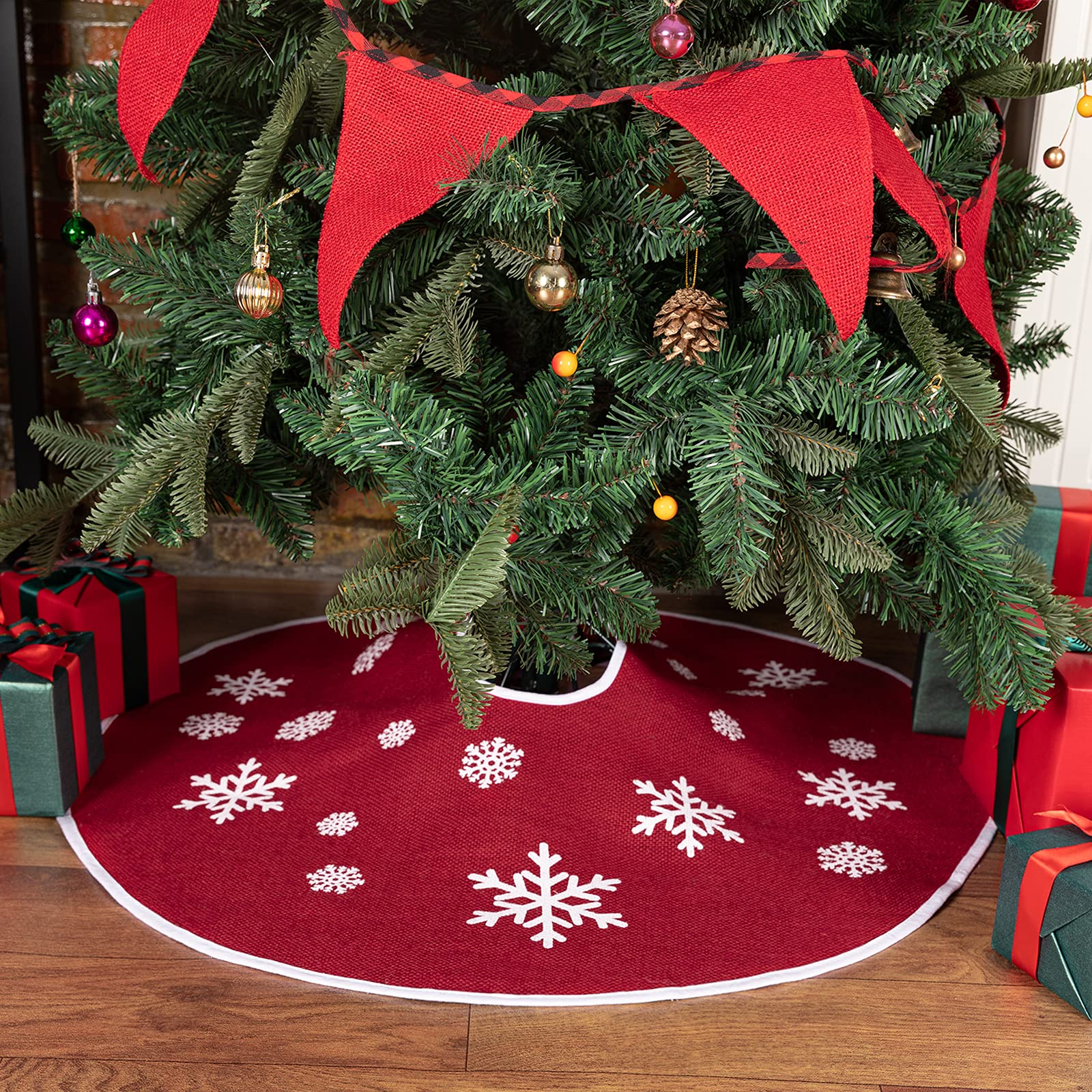 Jupe De Sapin De Noël En Toile De Jute Double Couche En Tissu