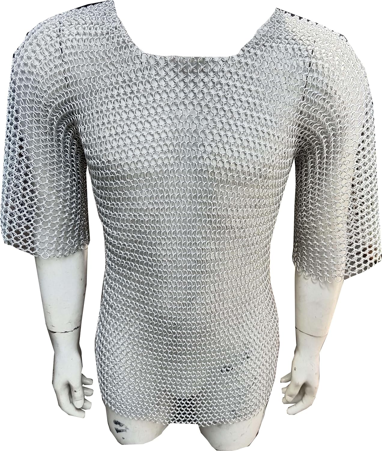 Generic Medieval Stainless Steel Flat Ring Round Riveted Chainmail Shirt gift-fe4