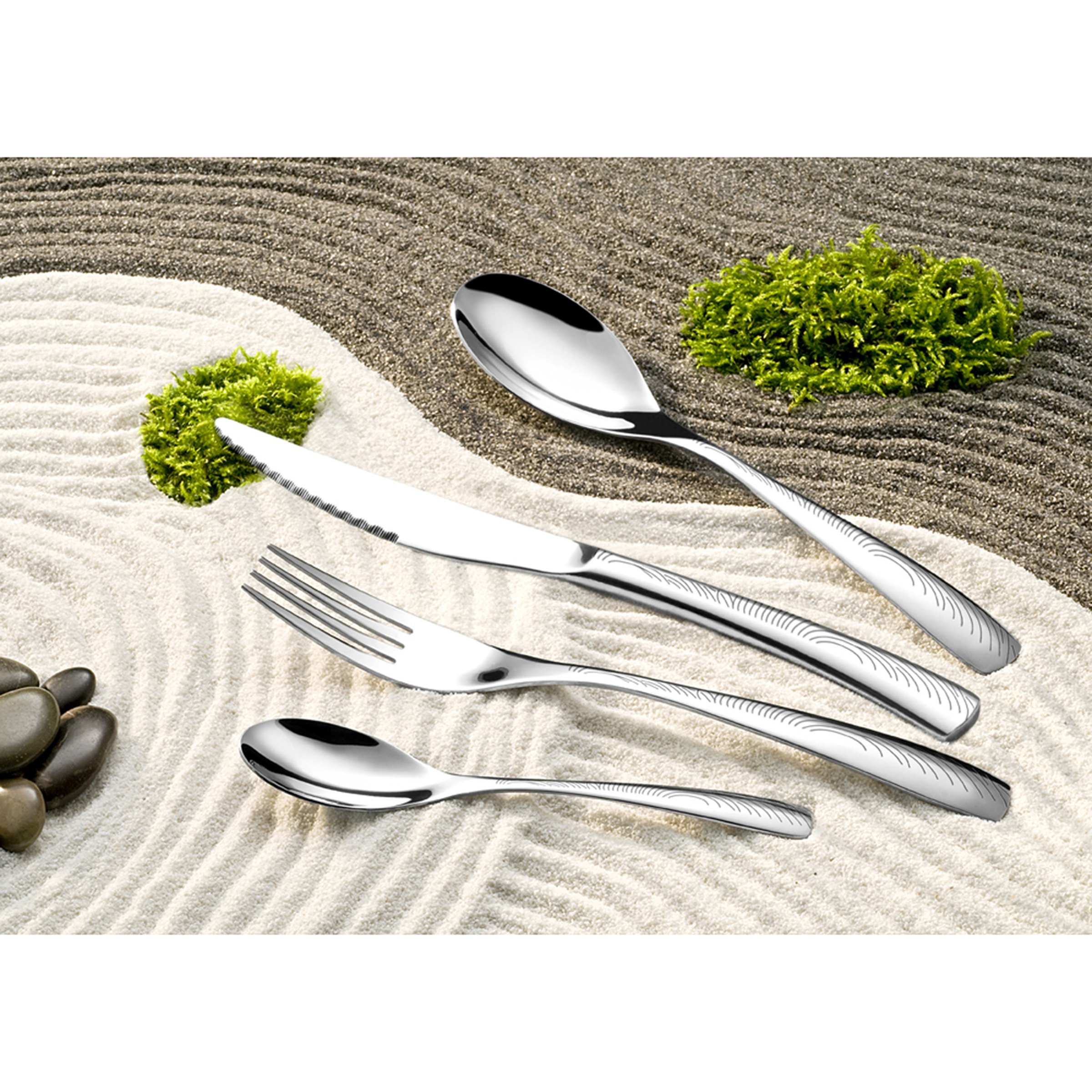 AMEFA Empreinte Ménagère 24 couverts acier inox 18/0 Pour 6 personnes, Inox
