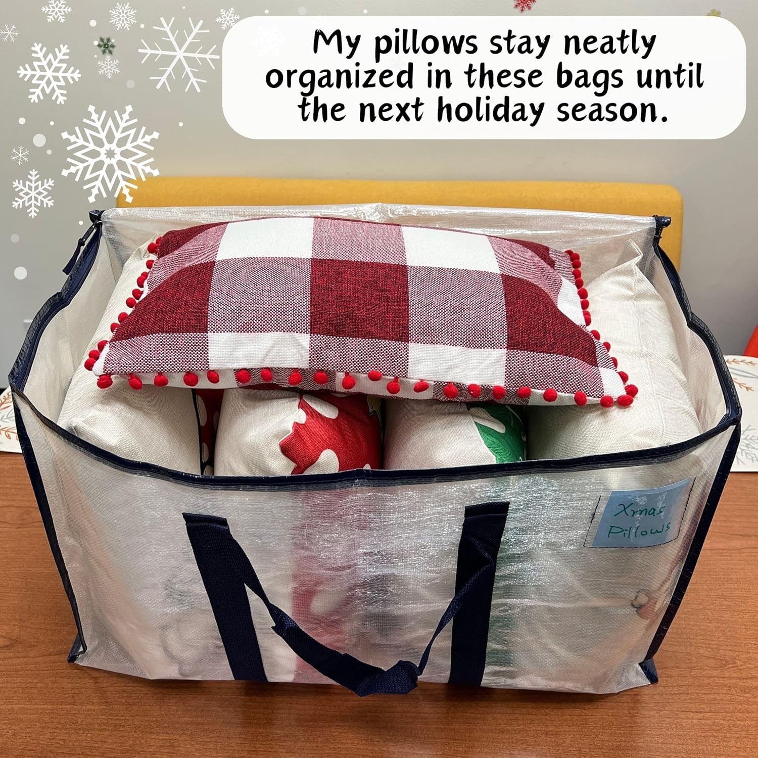 VENO 6 Pack Clear Heavy-Duty Moving Storage Bags (4 w/Wrap Around Handles + 2 Compact Storage Bags)