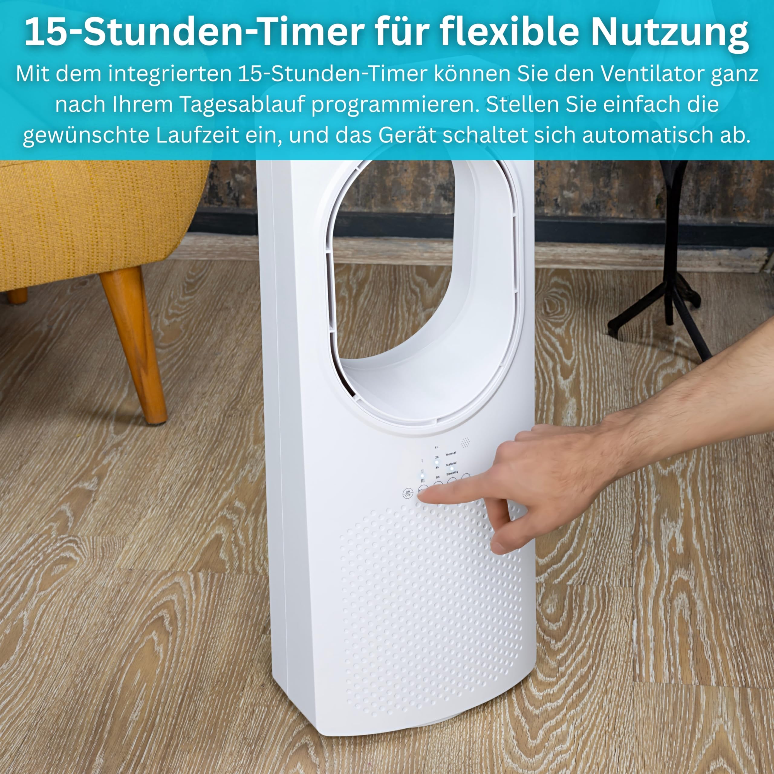 Zilan Turmventilator mit Fernbedienung Aircooler Luftkühler Design Standventilator energiesparend leise oszillierend Bodenventilator Säulenventilator mit Kühlung Tower Fan Mobile Klimaanlage