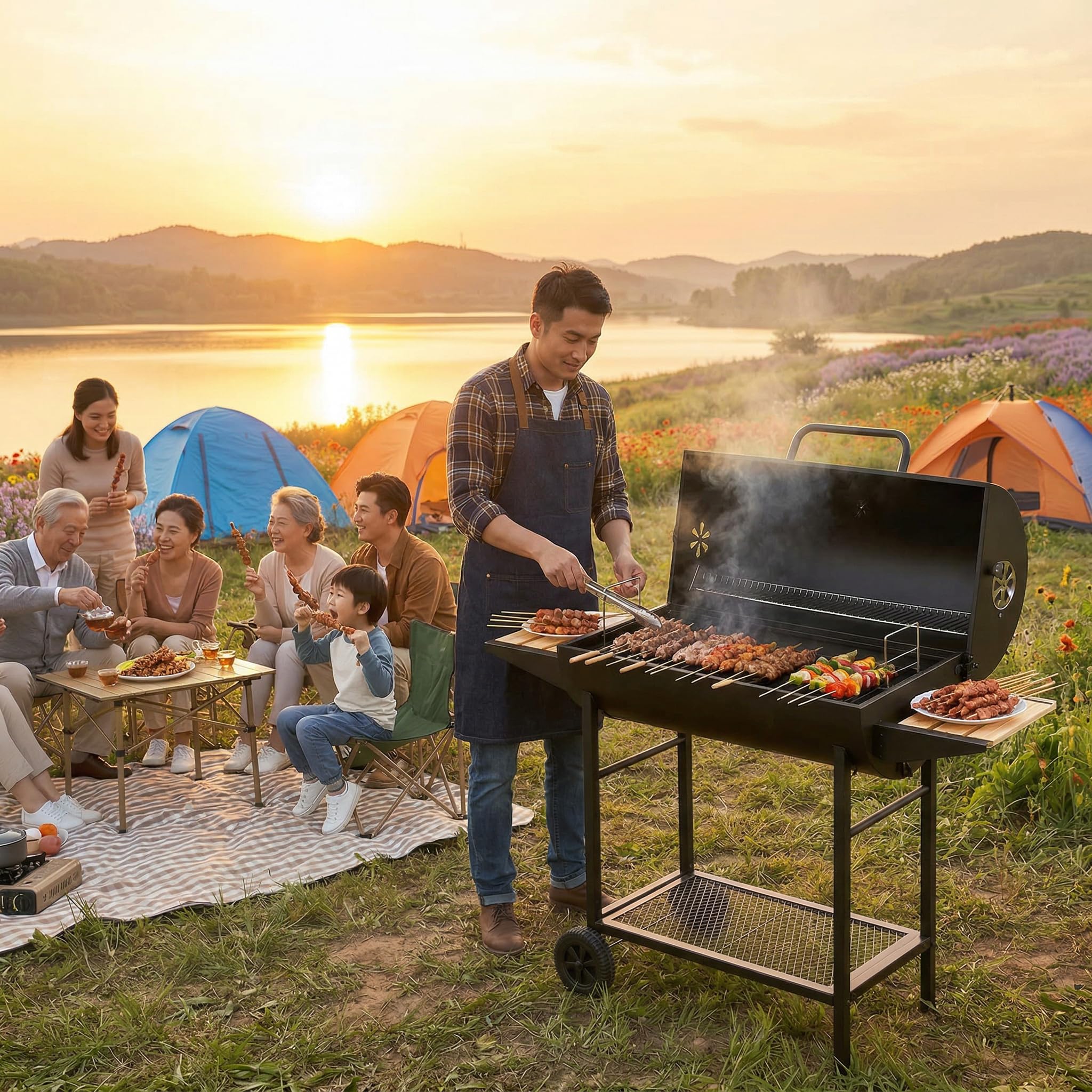 Amazon.co.jp: Beuiosda バーベキューコンロ 大型 bbqコンロ 焼き網 