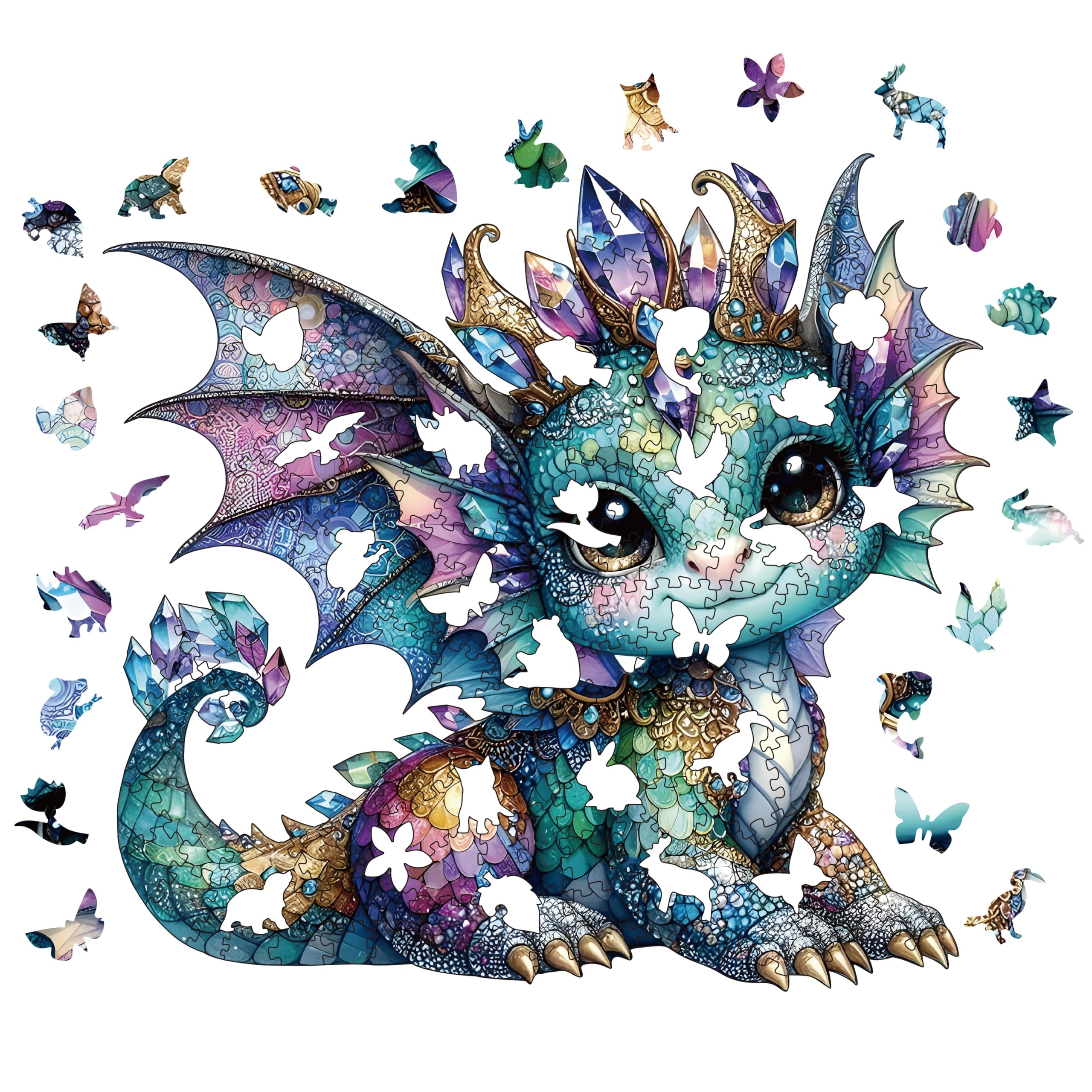 Wooden Puzzles for Adults 200 pcs Dragon Wooden Jigsaw Puzzles for Adults,Irregular shape animal puzzle, Puzzle 3, 200 Pieces - Image 2