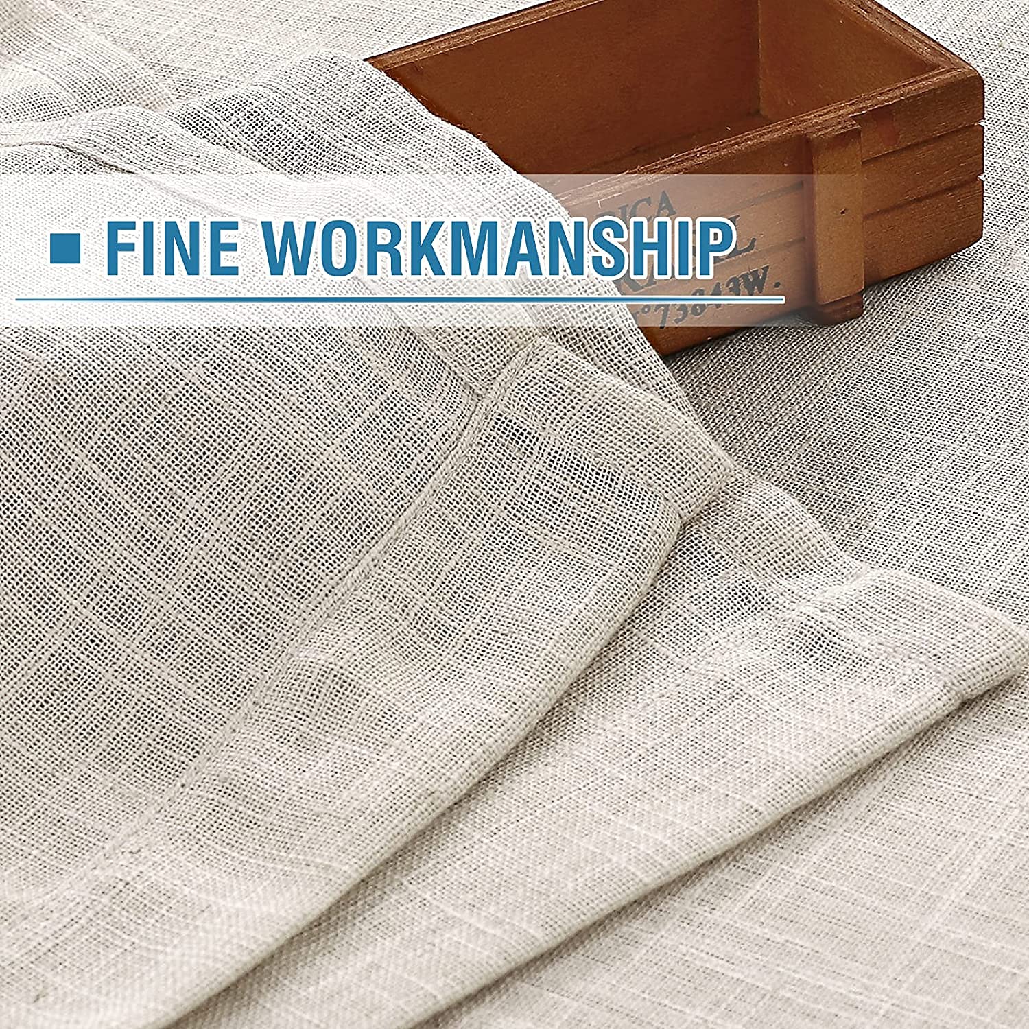 Leinen Vorhang Natürliche Leinenmisch vorhänge für Wohnzimmer Sackleinen Strukturierte Leinenoptik vorhänge Halb transparente Vorhänge mit Kräuselband 2 Paneele (Natürlich,2X 132x240 cm)