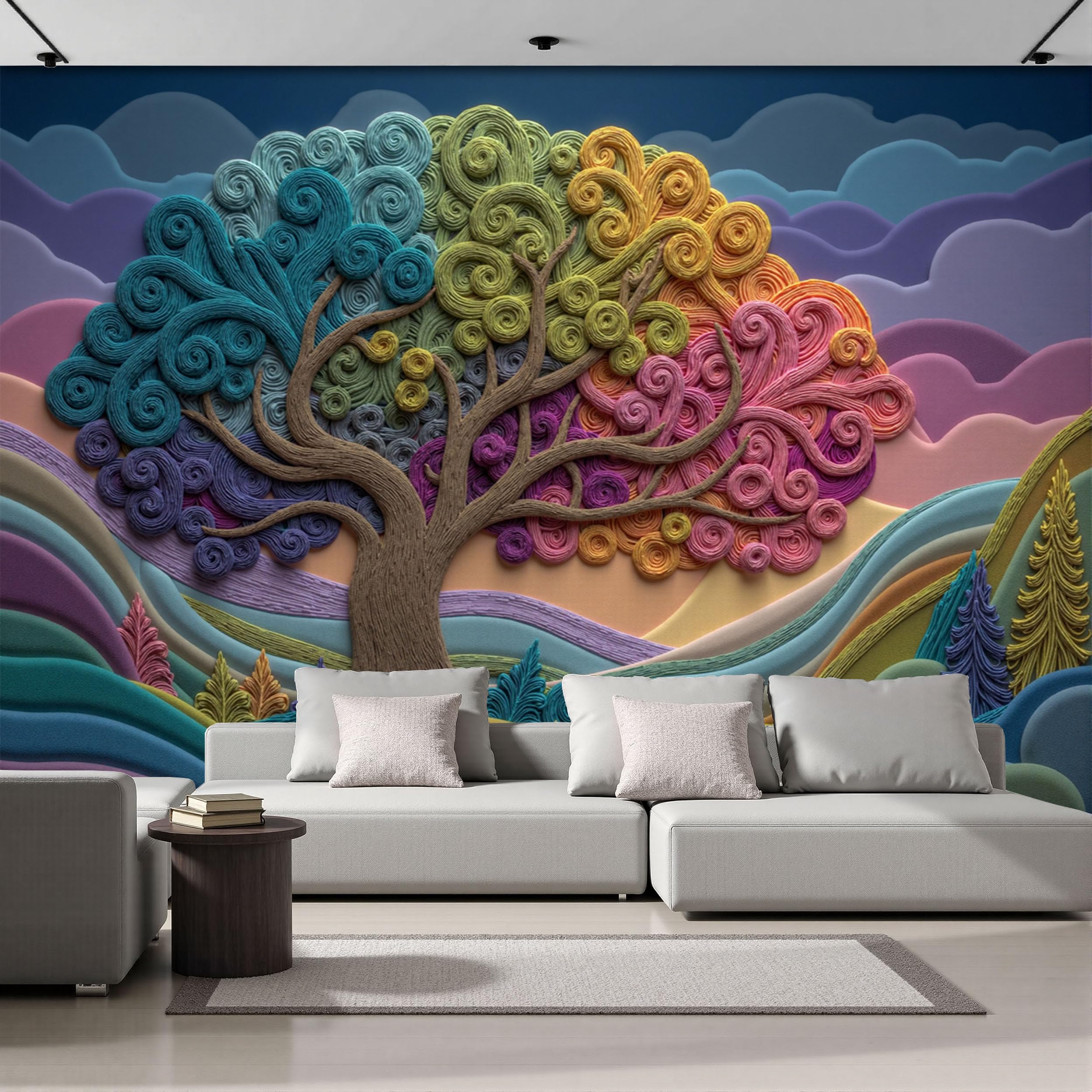 Papier Peint Arbre De Vie Bleu pour instaurer une ambiance apaisante dans la chambre