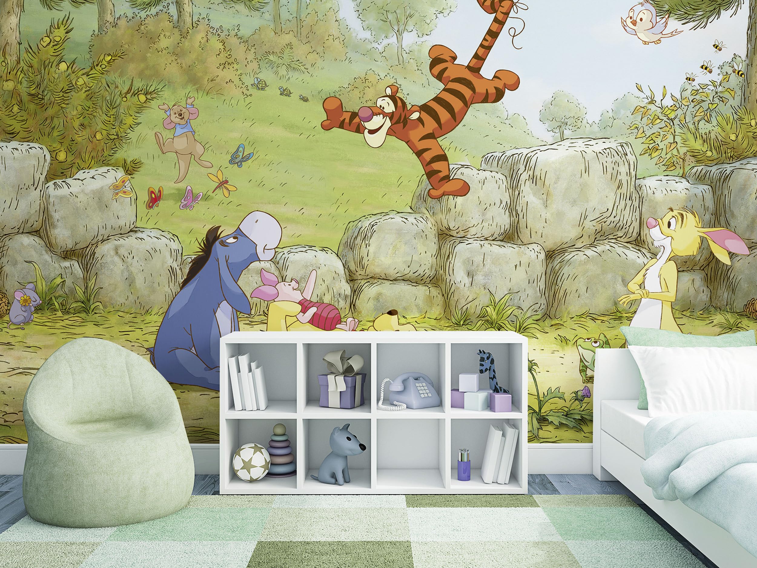 Komar Colourful Sunny Decor Disney Photo Wallpaper, Winnie The Pooh Ballooning, 368 X 254 Cm, Wallpaper, Wall Decoration, Winnie The Pooh, Sd460,