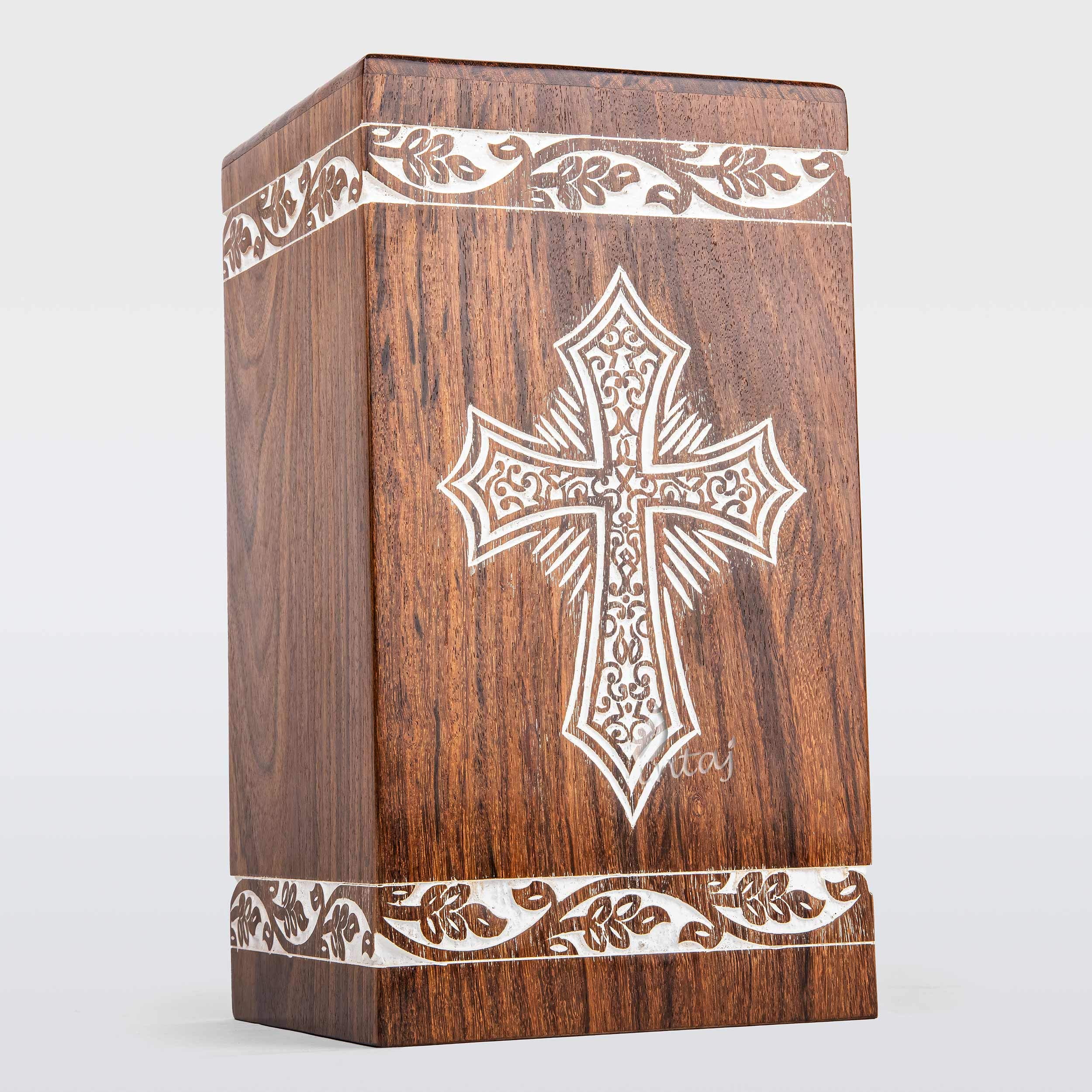 Handgesneden Houten Crematie-Urn Palissander - Levensboom Design, 250 Lbs Capaciteit