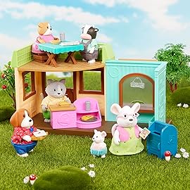 Li\'l Woodzeez - Post \'n Pizza Shop Dollhouse Playset with 18 Pieces, Restaurant Furniture, Post Office Accessories & Pretend Food - 3+ Years