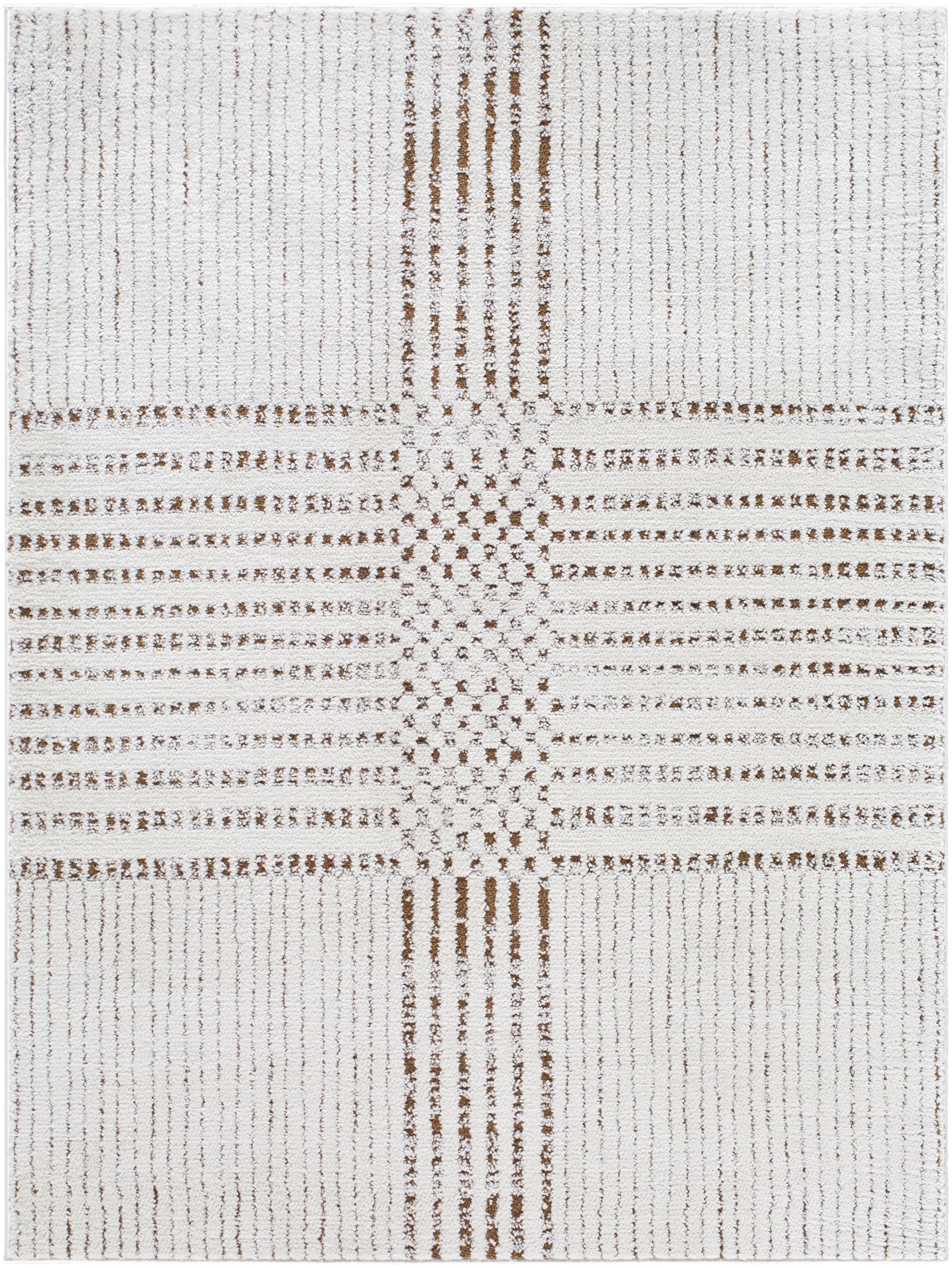 Galey Alix x Livabliss ARAYA Modern Scandi High Pile Ivory/Dark Brown Polyester Rug - 160 x 213 cm