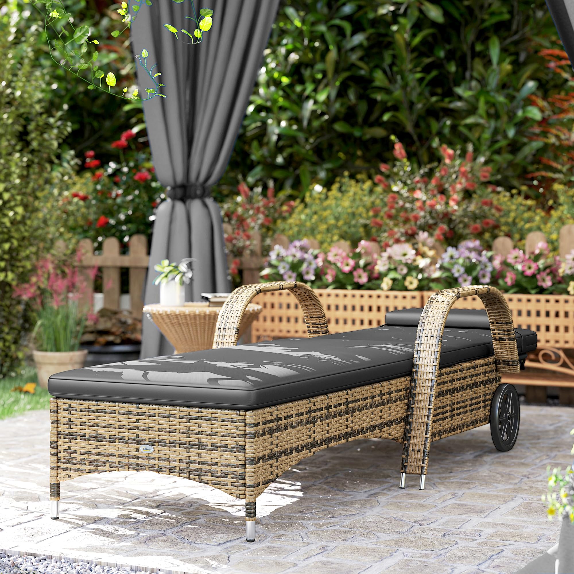 Outsunny Transat Bain de Soleil Grand Confort Matelas Têtière Jaune
