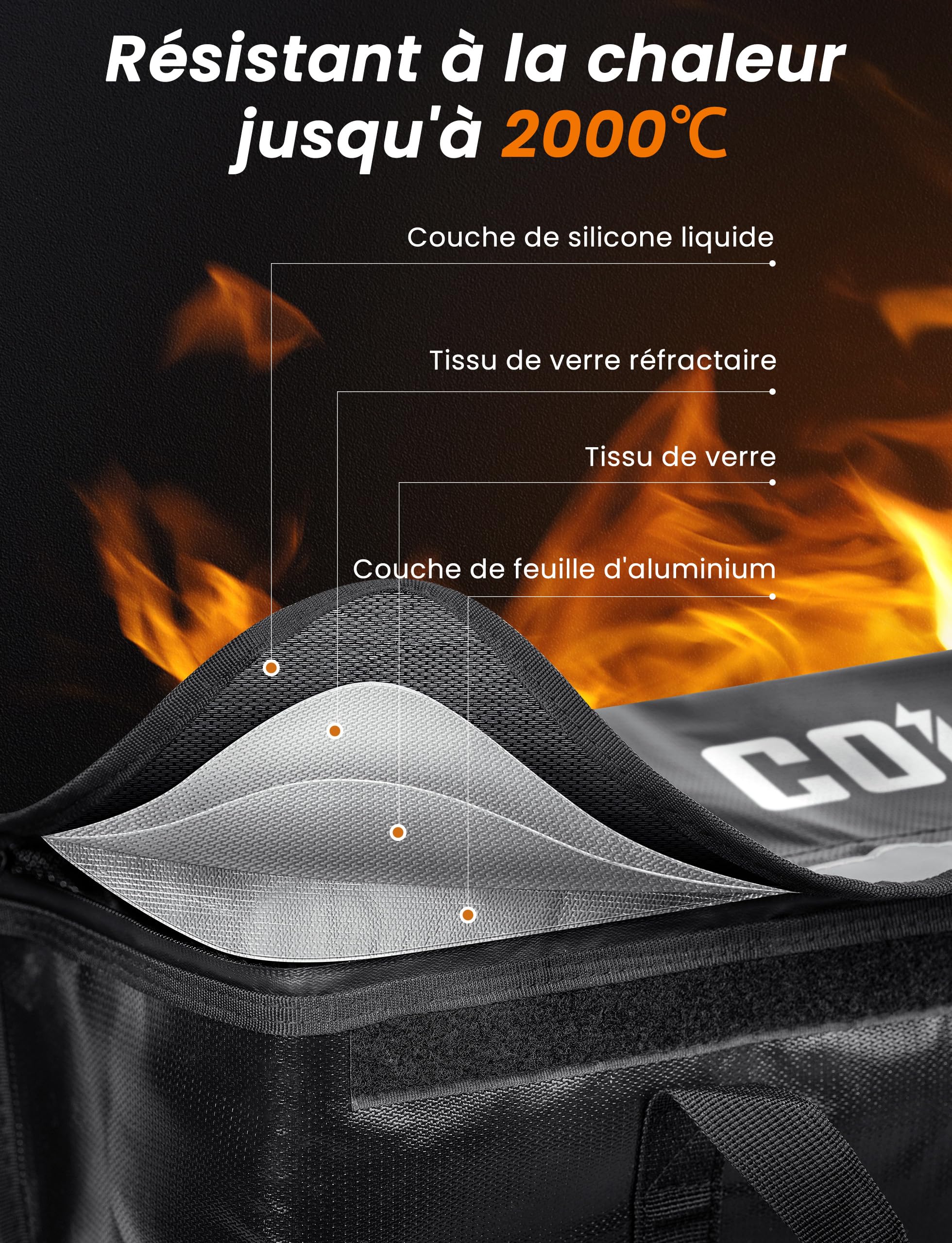 Batterie Trottinette Électrique, Sac à Batterie pour VAE Ignifuge, Boîte Ignifuge de Protection Pochette Anti Feu, Protection Contre les Explosions pour Batteries LiPo Vélo, Sac Anti Feu Lithium L
