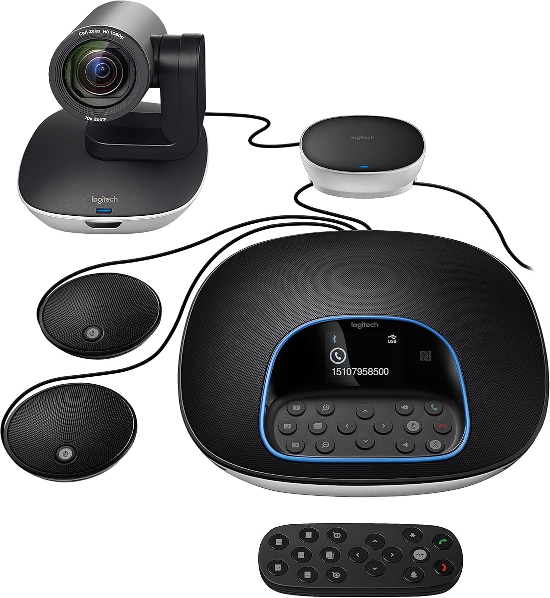 Logitech Group Video Conferencing Bundle with Expansion Mics for Big Meeting Rooms (Renewed)