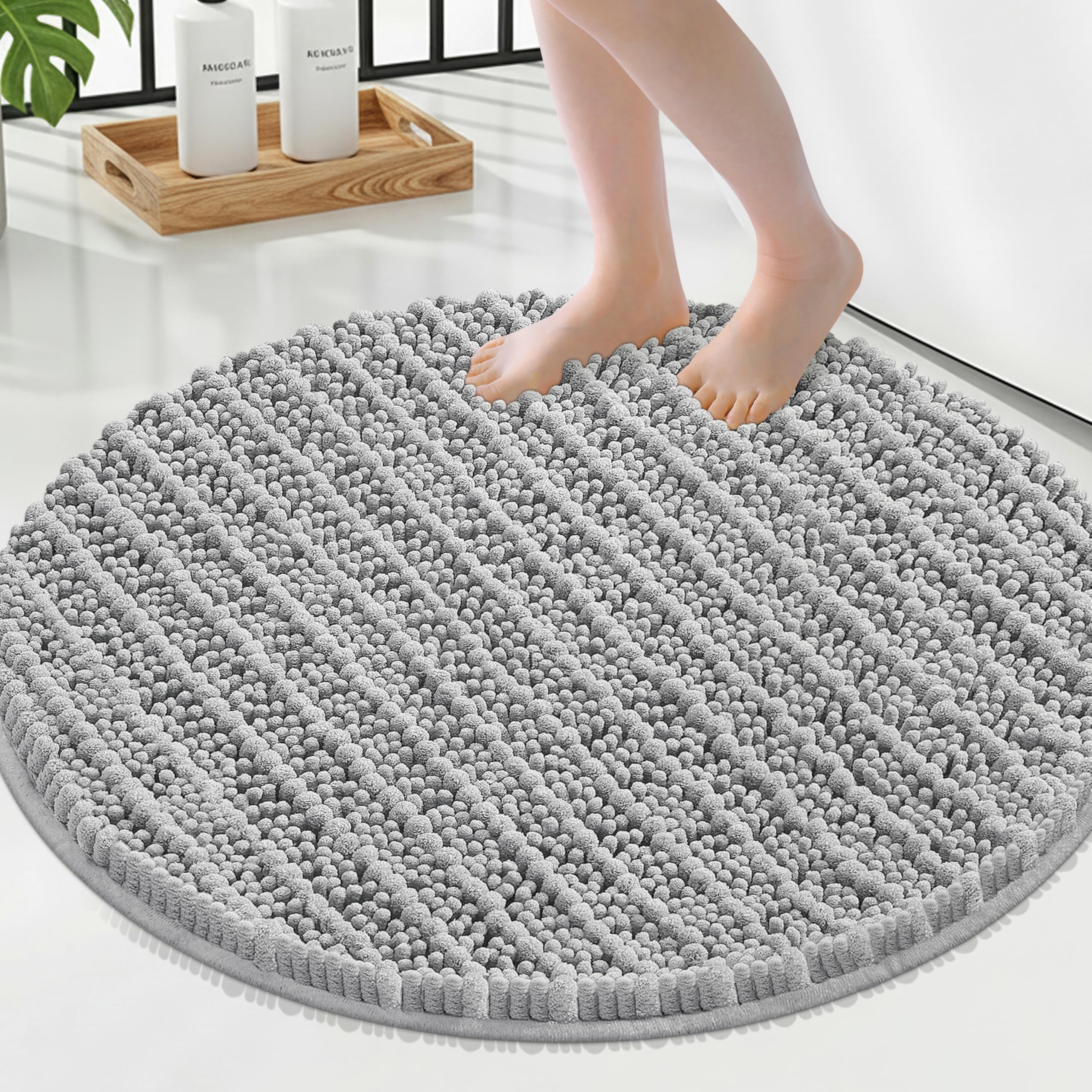 Smiry Bathroom Rugs Round 24X24, Extra Soft Rubber Backing Bath Mats