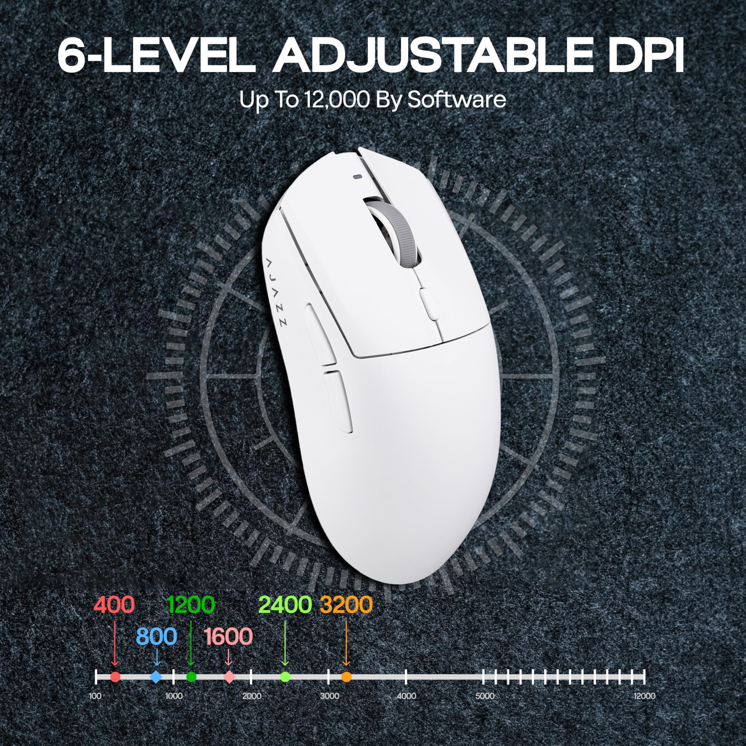 MechLands AJAZZ AJ139 V2 MC Mouse da gioco con base di ricarica, regolabile 12.000 DPI, sensore PAW3311, mouse wireless a 3 modalità, batteria da 500 mAh, frequenza di polling 1000, peso leggero 66 g