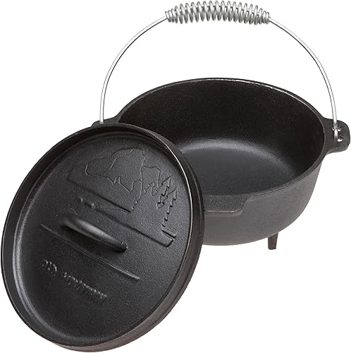 Miniatura 2 de Old Mountain Horno de campamento de 2 cuartos de galón con tapa con brida, pies y mango de fianza en espiral