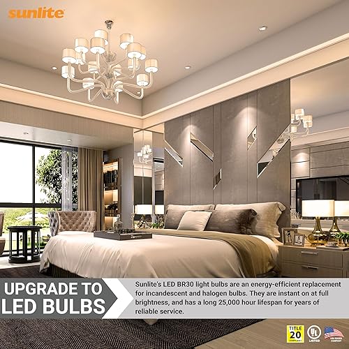 Miniatura 4 de Sunlite 41812 Bombilla LED BR30 reflectora, 11 vatios (65 W  ), 120 V, 920 lúmenes, 90 CRI, base E26 media, regulable, inundación ancha,