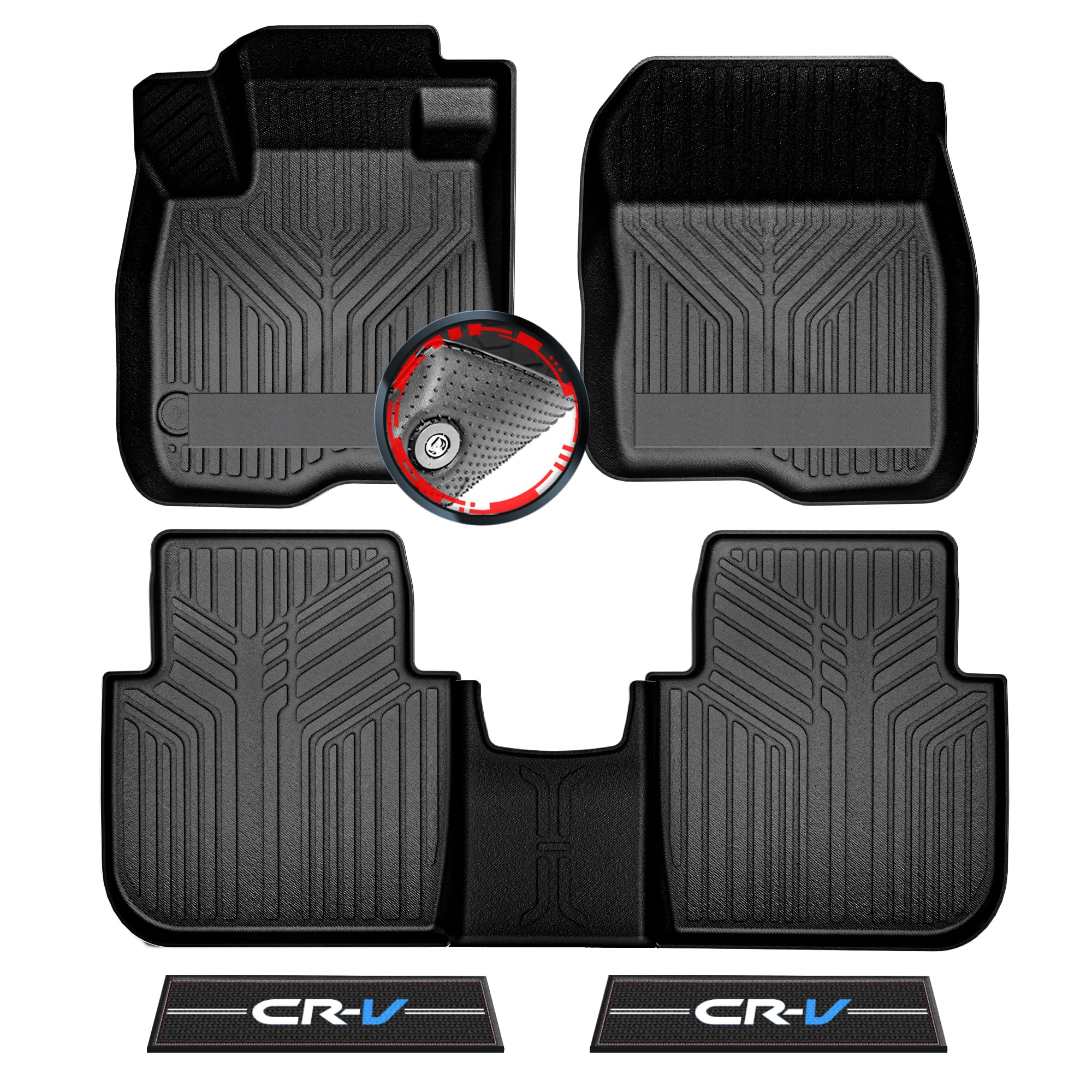 Anti-Slip 5pcs Custom Floor Mats for 2023 2024 Honda CR-V (Include Hybrid) | All-Weather Car Floor Liners with Weather Strips | Automotive Carpet for Winter, Ski, Hunting, Camping 2023-2024 Honda CR-V | CR-V (Blue)