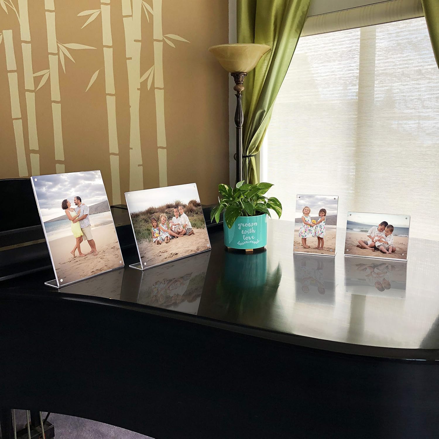 Flаѕh Dеаlѕ - 50% оƒƒ Aloha Acrylics, Slant Sign and Photo Holder, Horizontal and Landscape Orientation with Magnet Button Enclosures for Table Top Display, Black, 5 x 7 Inches - 3-Pack