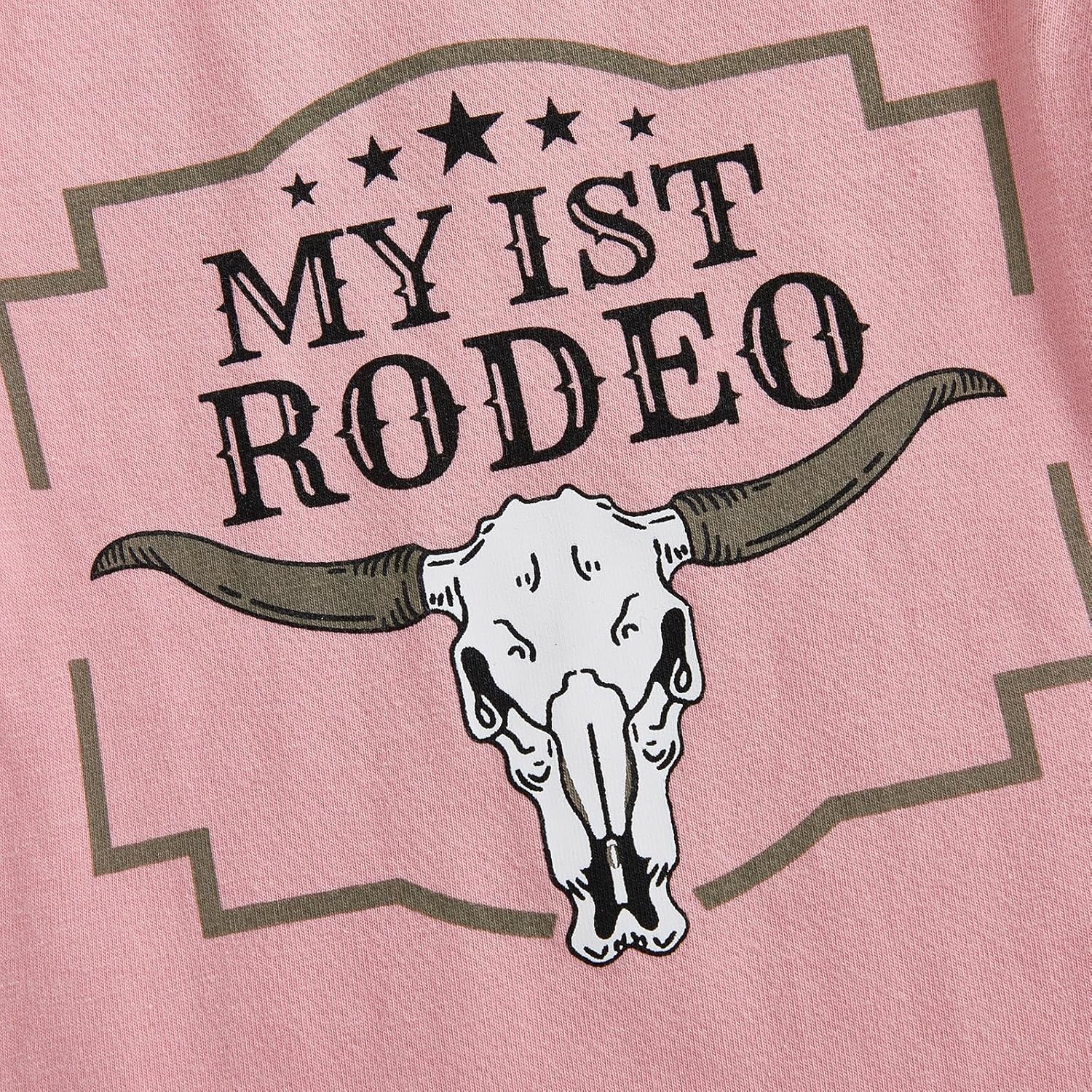 Western Baby Girl Clothes Cowgirl My 1st Rodeo Ruffle Romper Shirt Cow Print Bloomer Shorts 3Pcs Coming Home Outfit - Image 7