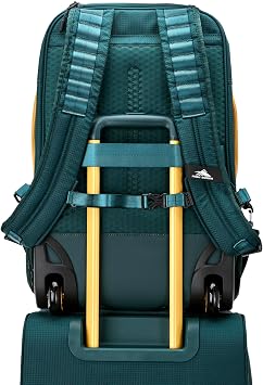 High Sierra Hi-Life 3-in-1 Convertible Wheeled Backpack - Features Removable Daypack, Stack-It Strap, Adjustable Handle, Fleeced Pocket For Scratch Protection, Dual Water Bottle Pockets - Green/Yellow
