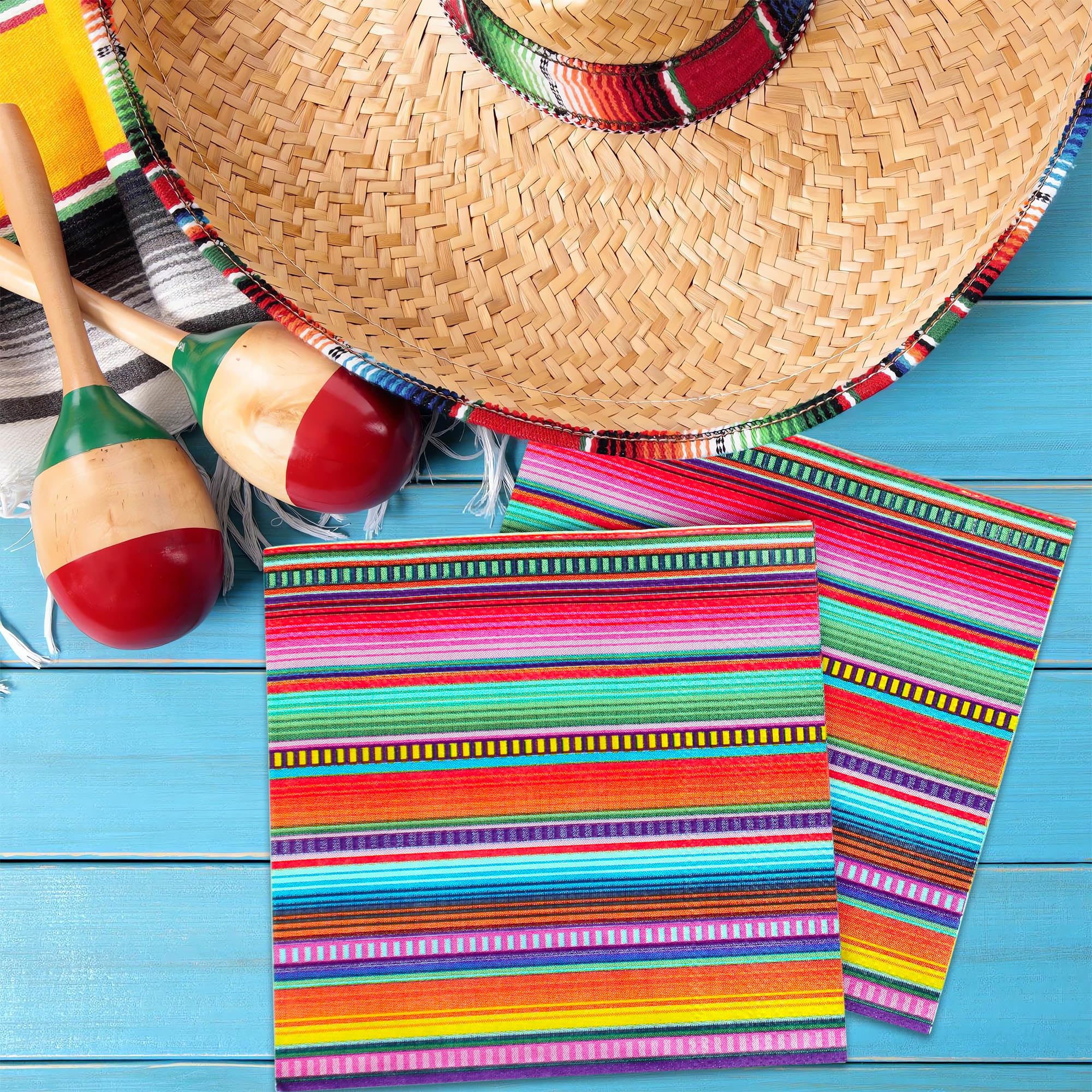 Paquete de 100 servilletas mexicanas de fiesta mexicana de 3 capas coloridas desechables servilletas de papel de cóctel Cinco de Mayo, toalla de mano de papel para fiesta del Cinco de Mayo, taco, baby